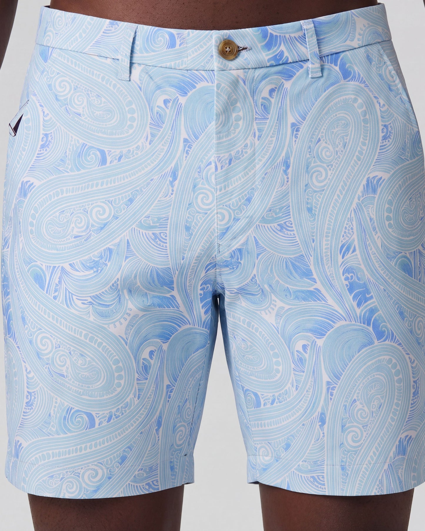 CLYDE MARAKESH PAISLEY TEAL MENS FLAT FRONT SHORT