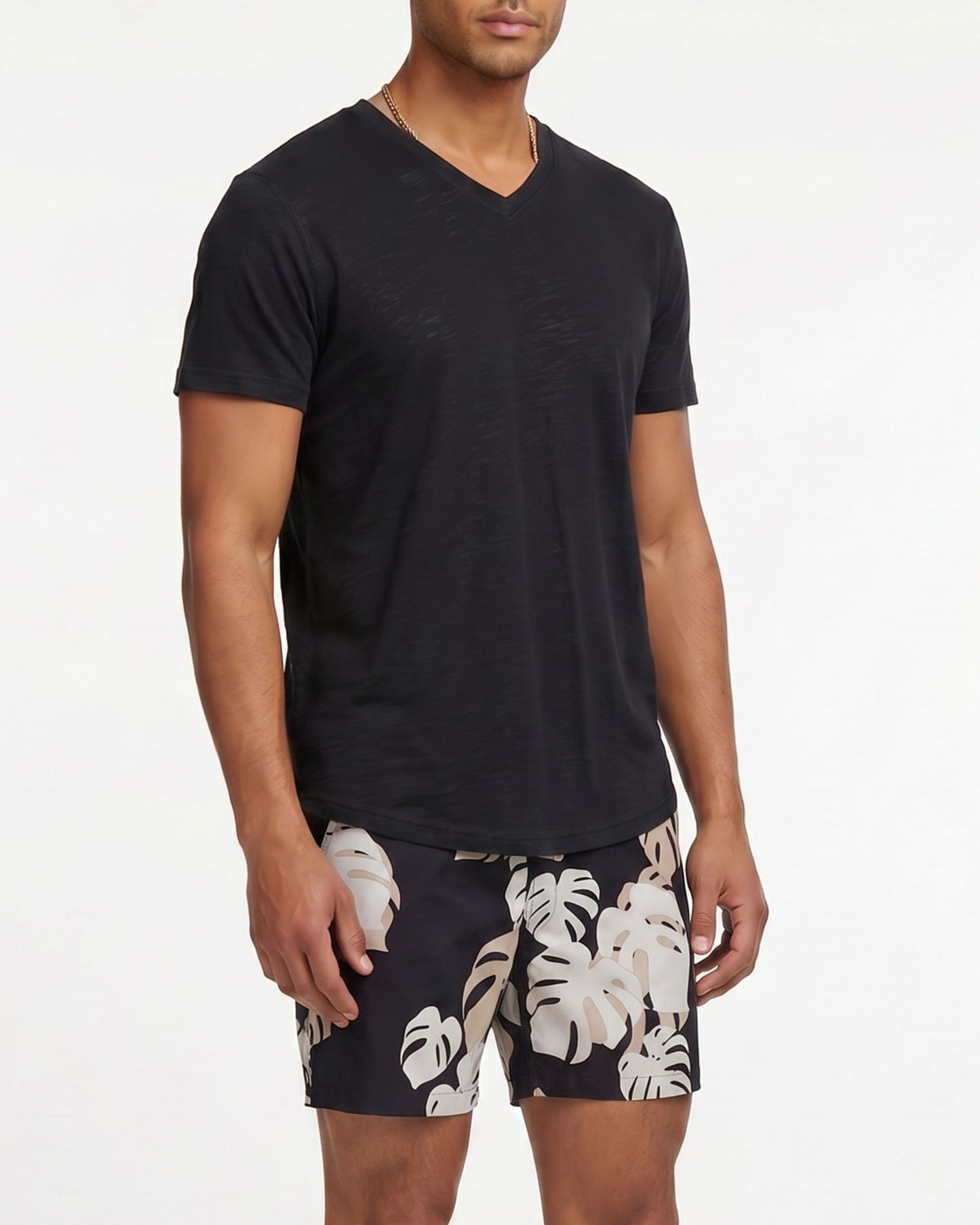 EDWARD MONSTERA FLORAL SMOKE MENS FLAT FRONT SHORT