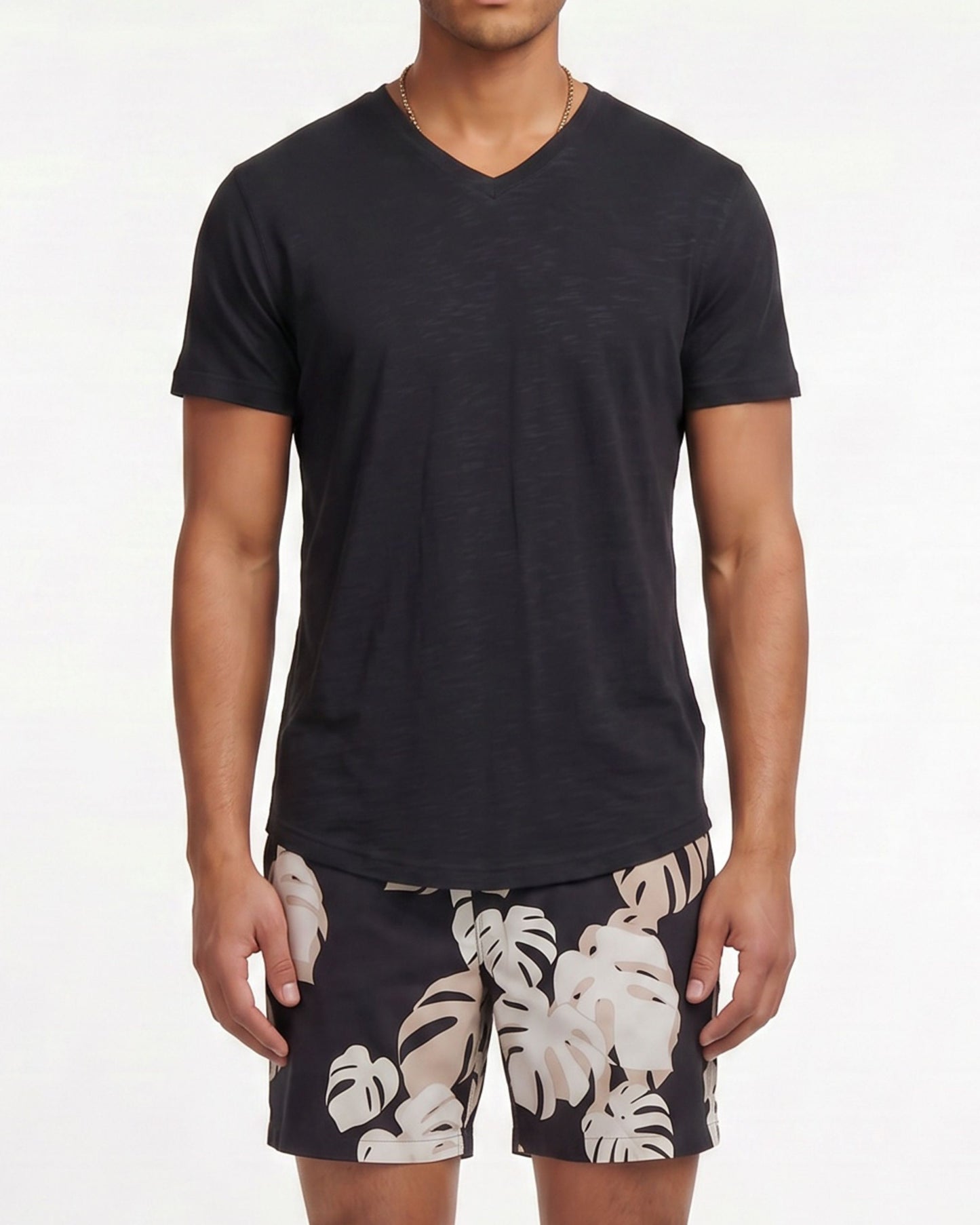 EDWARD MONSTERA FLORAL SMOKE MENS FLAT FRONT SHORT
