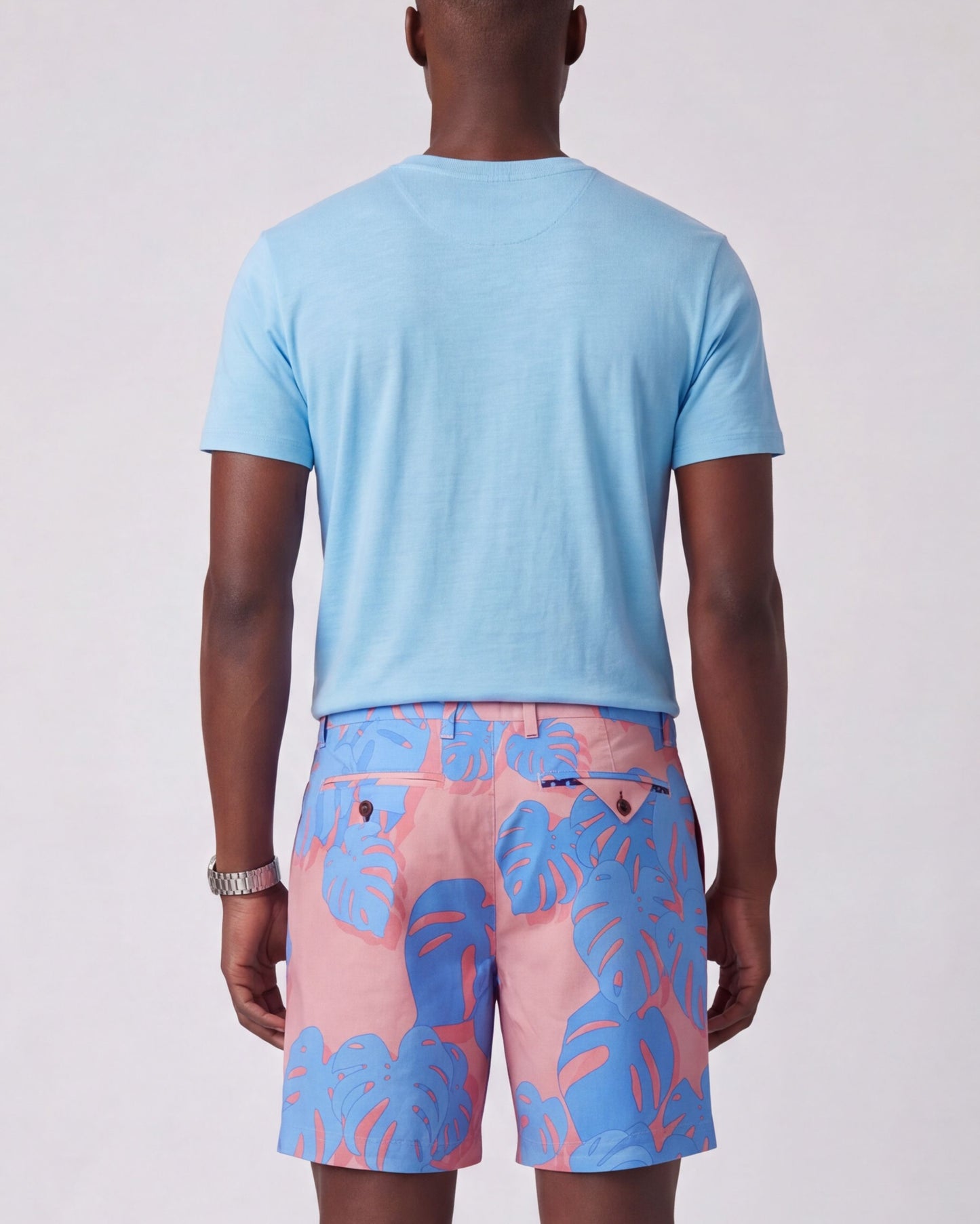 EDWARD MONSTERA FLORAL CORAL MENS FLAT FRONT SHORT