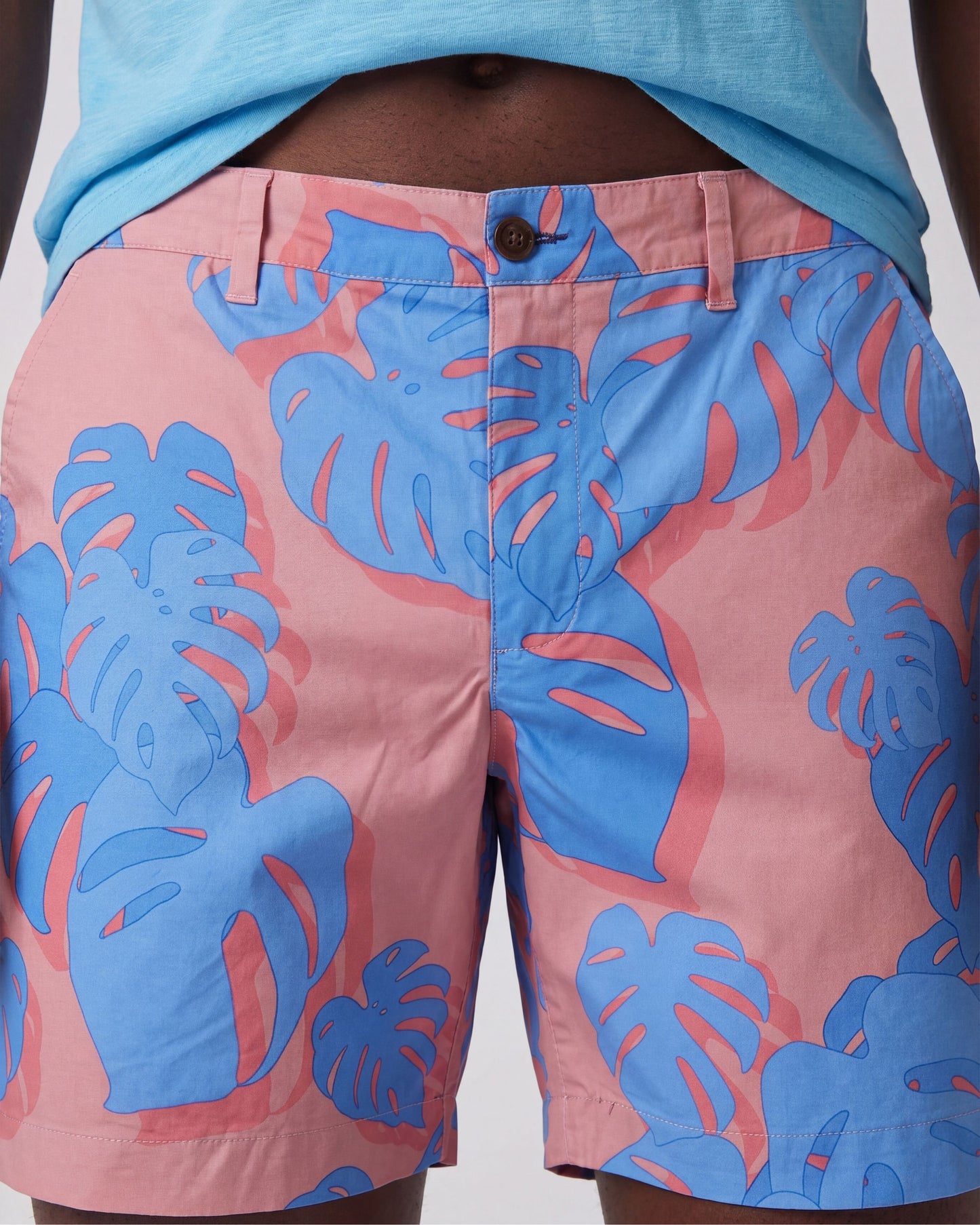 EDWARD MONSTERA FLORAL CORAL MENS FLAT FRONT SHORT