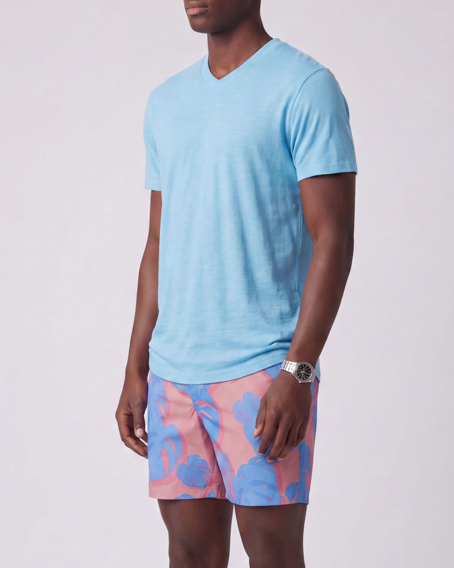EDWARD MONSTERA FLORAL CORAL MENS FLAT FRONT SHORT