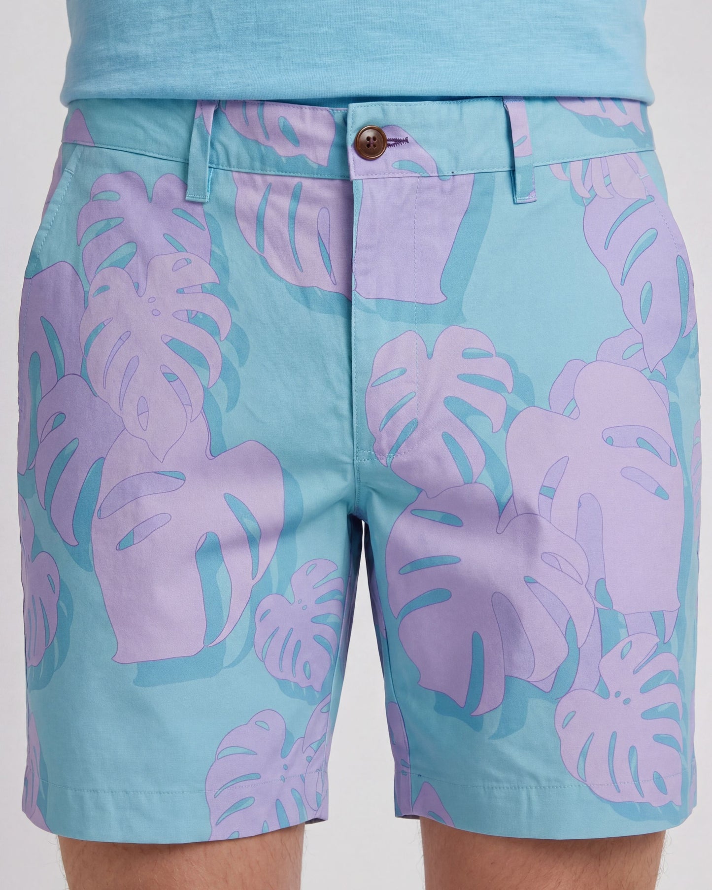 EDWARD MONSTERA FLORAL TEAL MENS FLAT FRONT SHORT