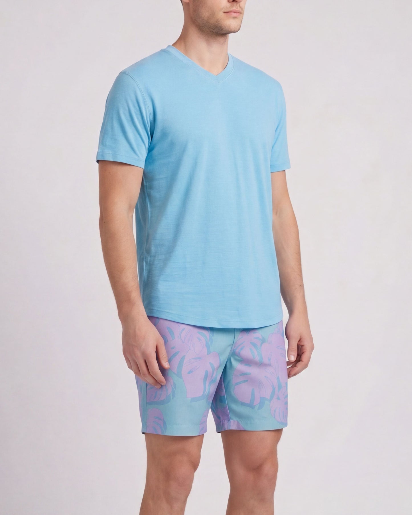 EDWARD MONSTERA FLORAL TEAL MENS FLAT FRONT SHORT