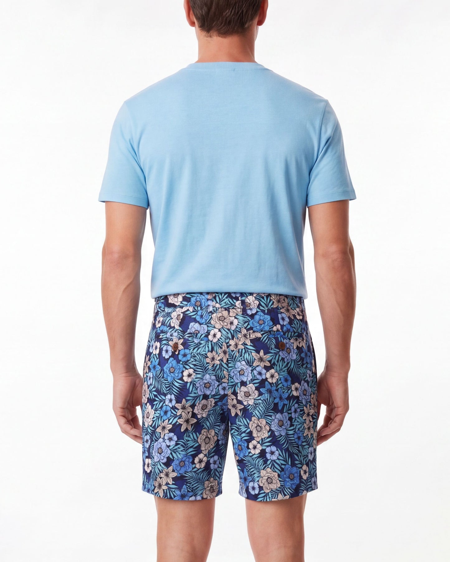 JOHN TROPICAL MIX NAVY MENS FLAT FRONT SHORT