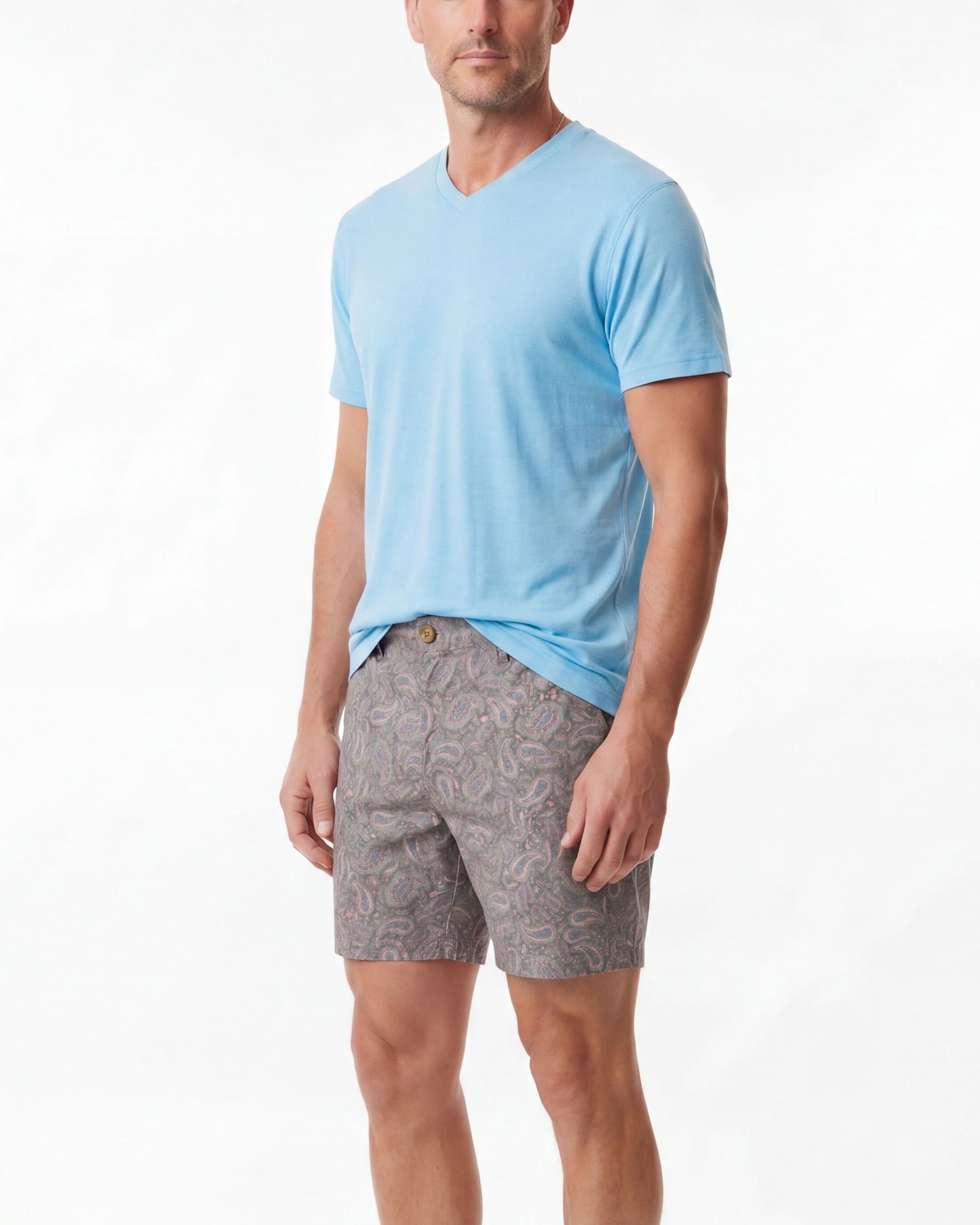 JOHN PAISLEY PILE CORAL MENS FLAT FRONT SHORT