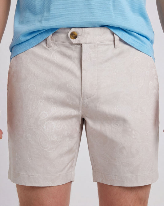 JOHN PAISLEY EXPLOSION IVORY MENS FLAT FRONT SHORT