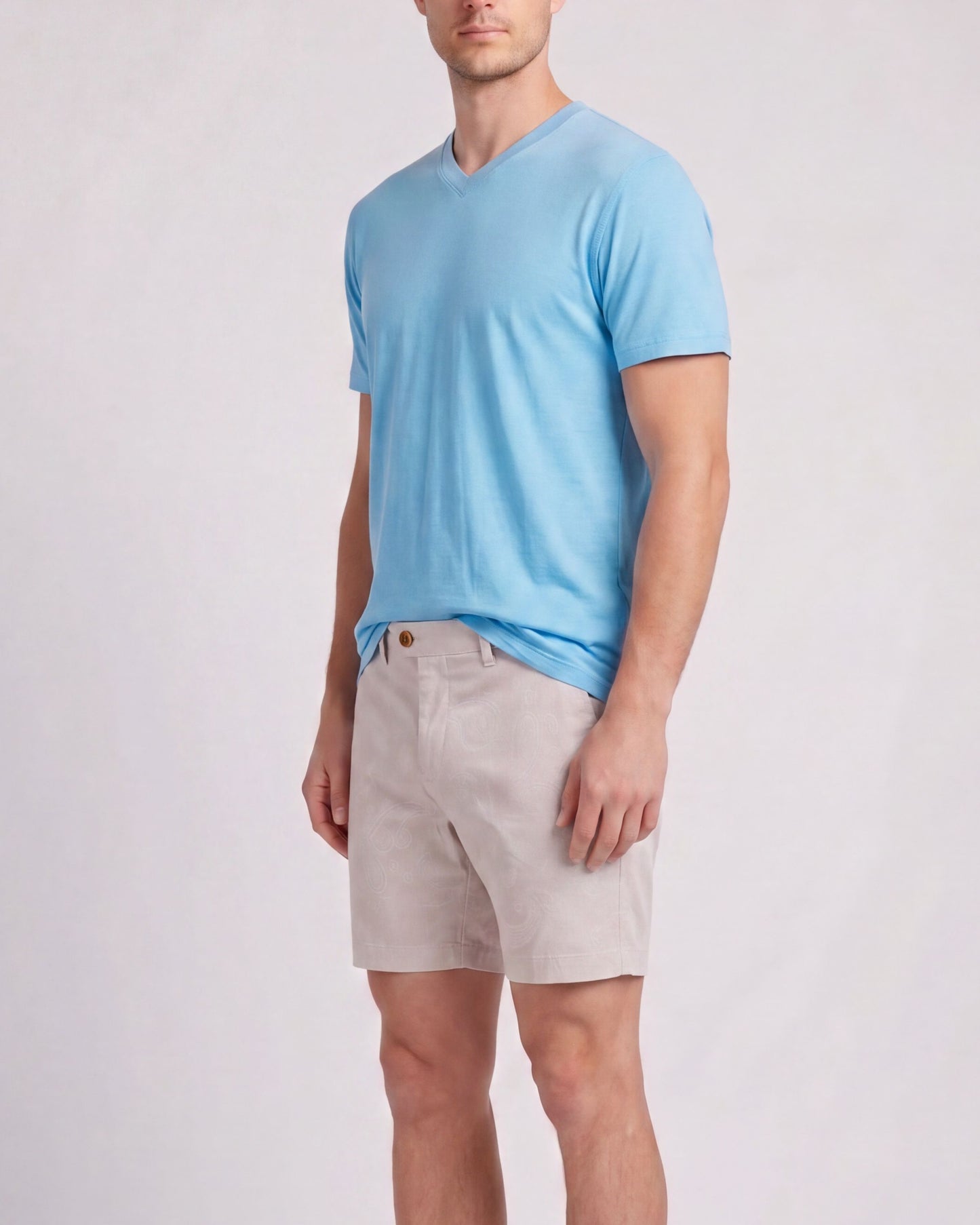 JOHN PAISLEY EXPLOSION IVORY MENS FLAT FRONT SHORT