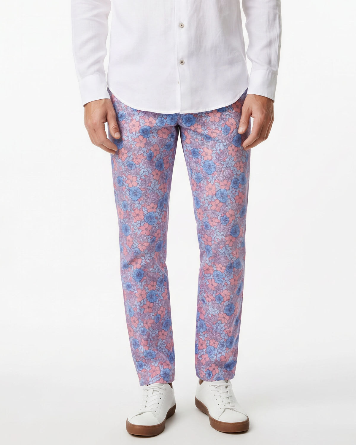 CASPIAN DENSE FLORAL STRETCH COTTON CHINO PANT - PINK