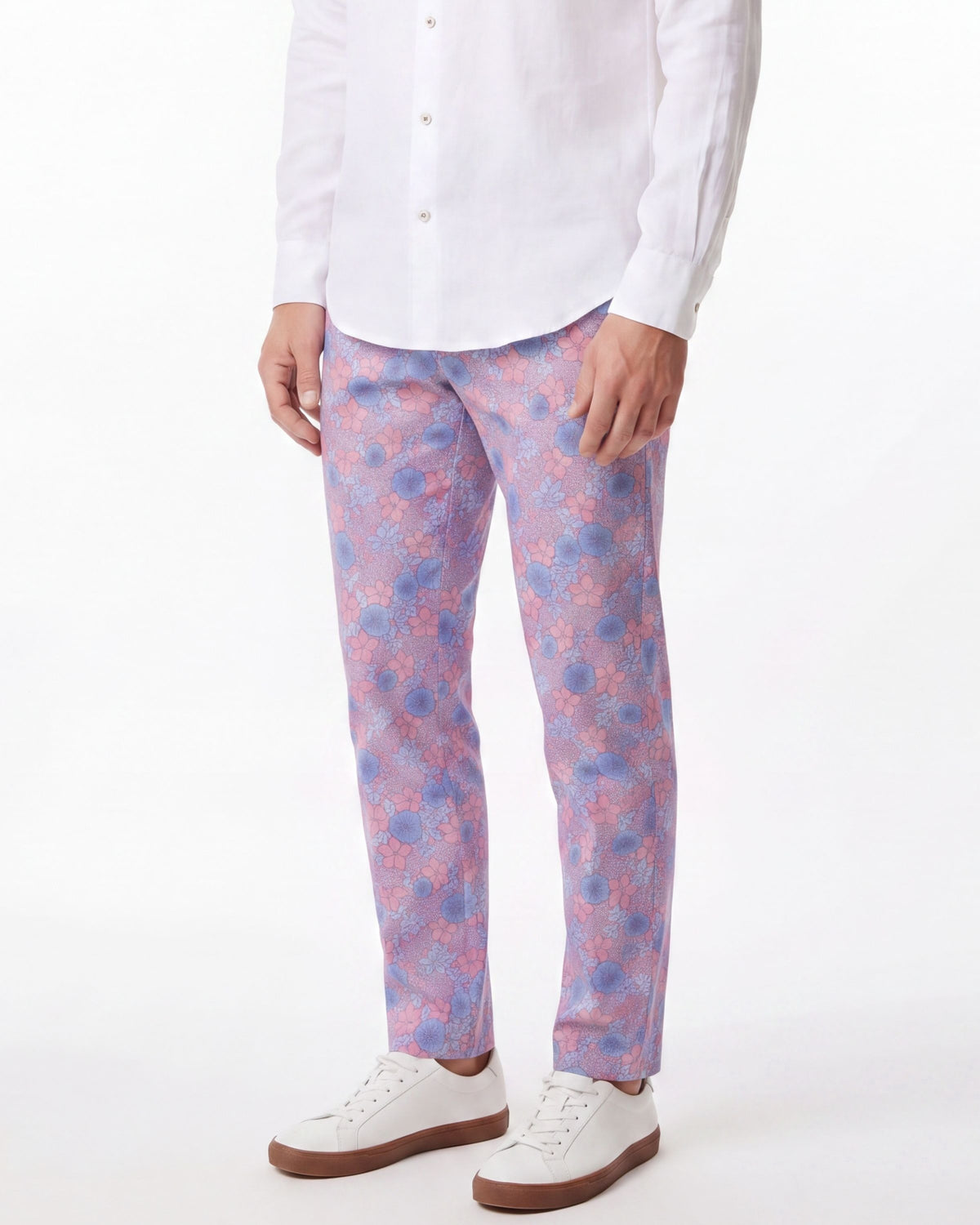 CASPIAN DENSE FLORAL STRETCH COTTON CHINO PANT - PINK