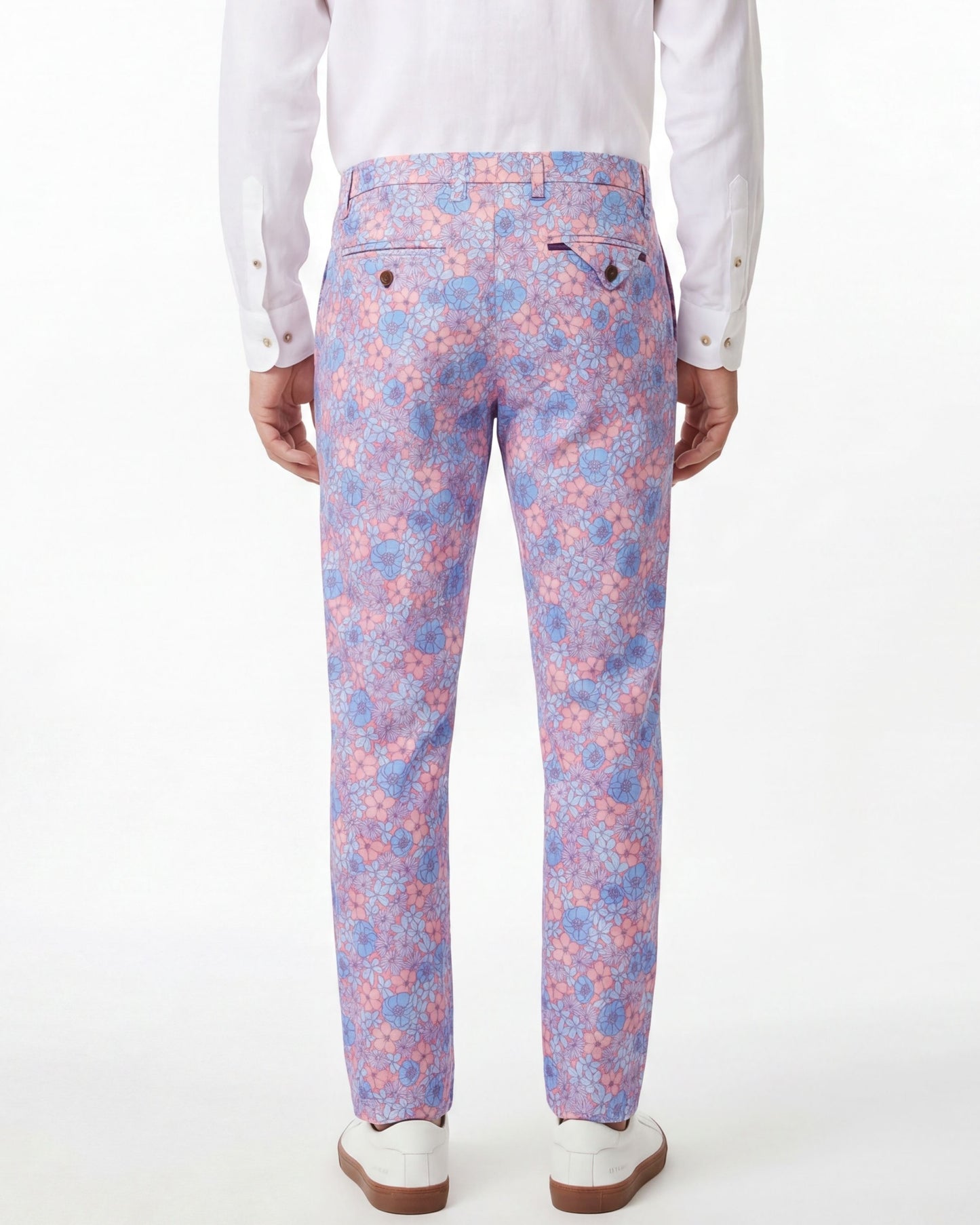 CASPIAN DENSE FLORAL STRETCH COTTON CHINO PANT - PINK