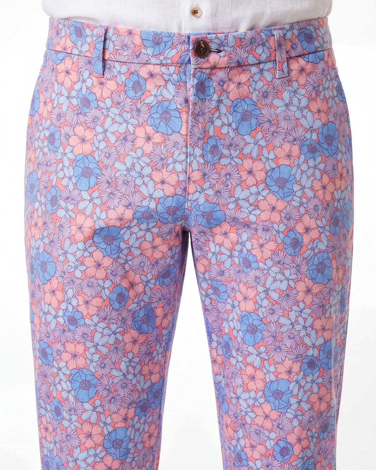 CASPIAN DENSE FLORAL STRETCH COTTON CHINO PANT - PINK