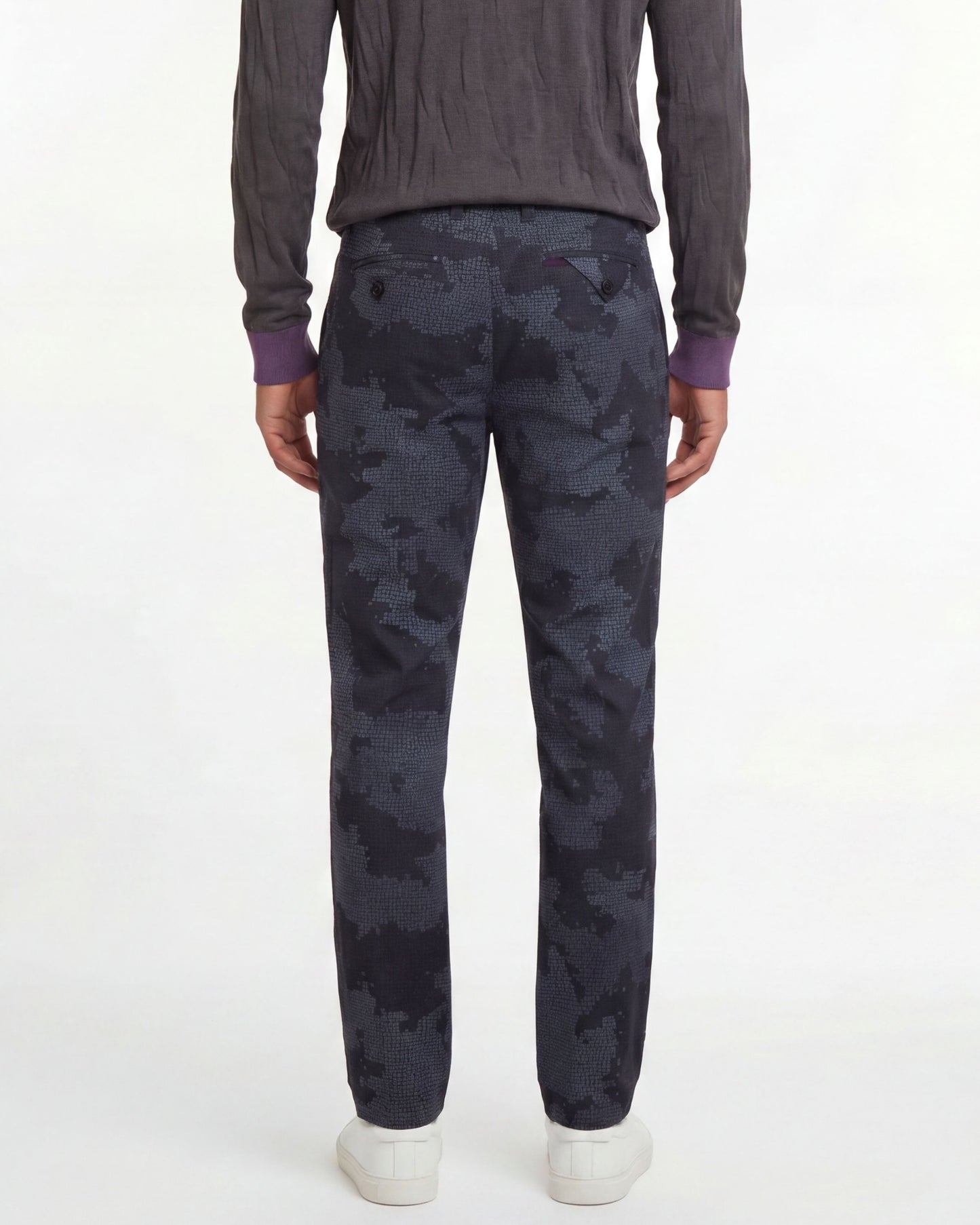 CASPIAN CAMO MOSAIC STRETCH COTTON CHINO PANT - COAL