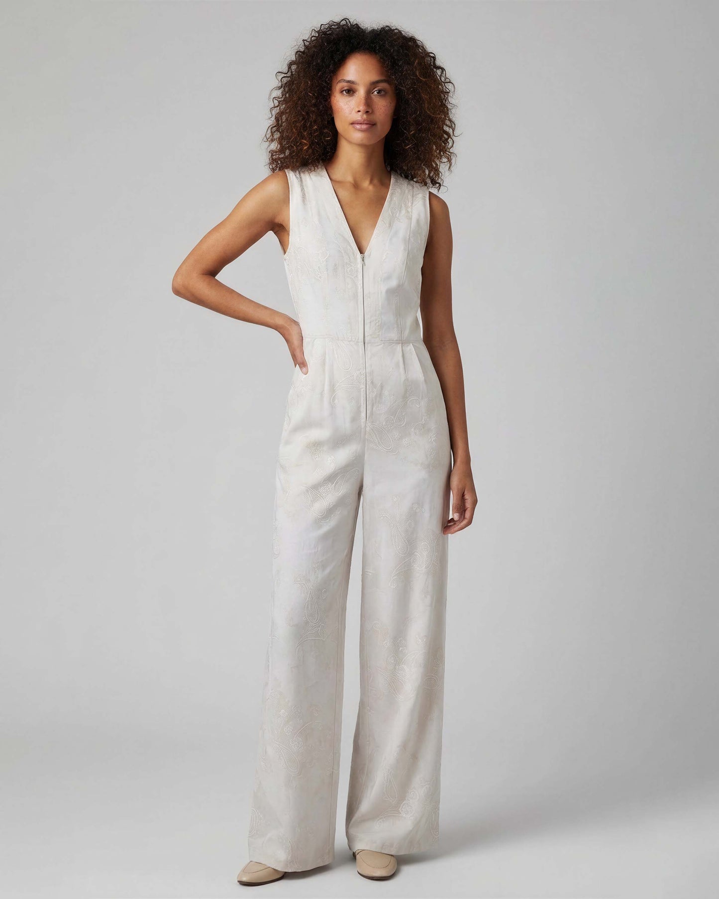 JENNY PAISLEY EXPLOSION IVORY WOMENS TAILORED JUMPSUIT