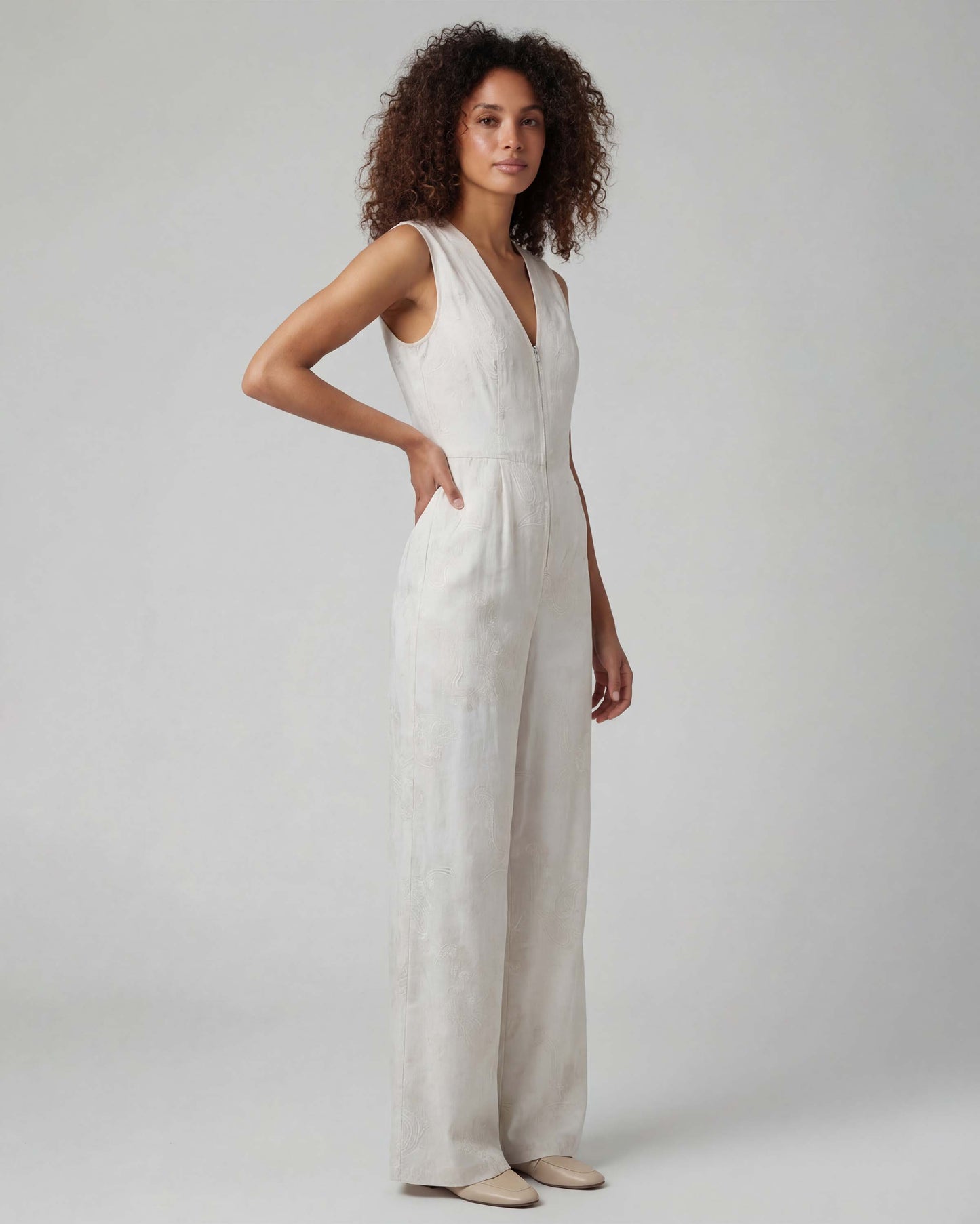JENNY PAISLEY EXPLOSION IVORY WOMENS TAILORED JUMPSUIT