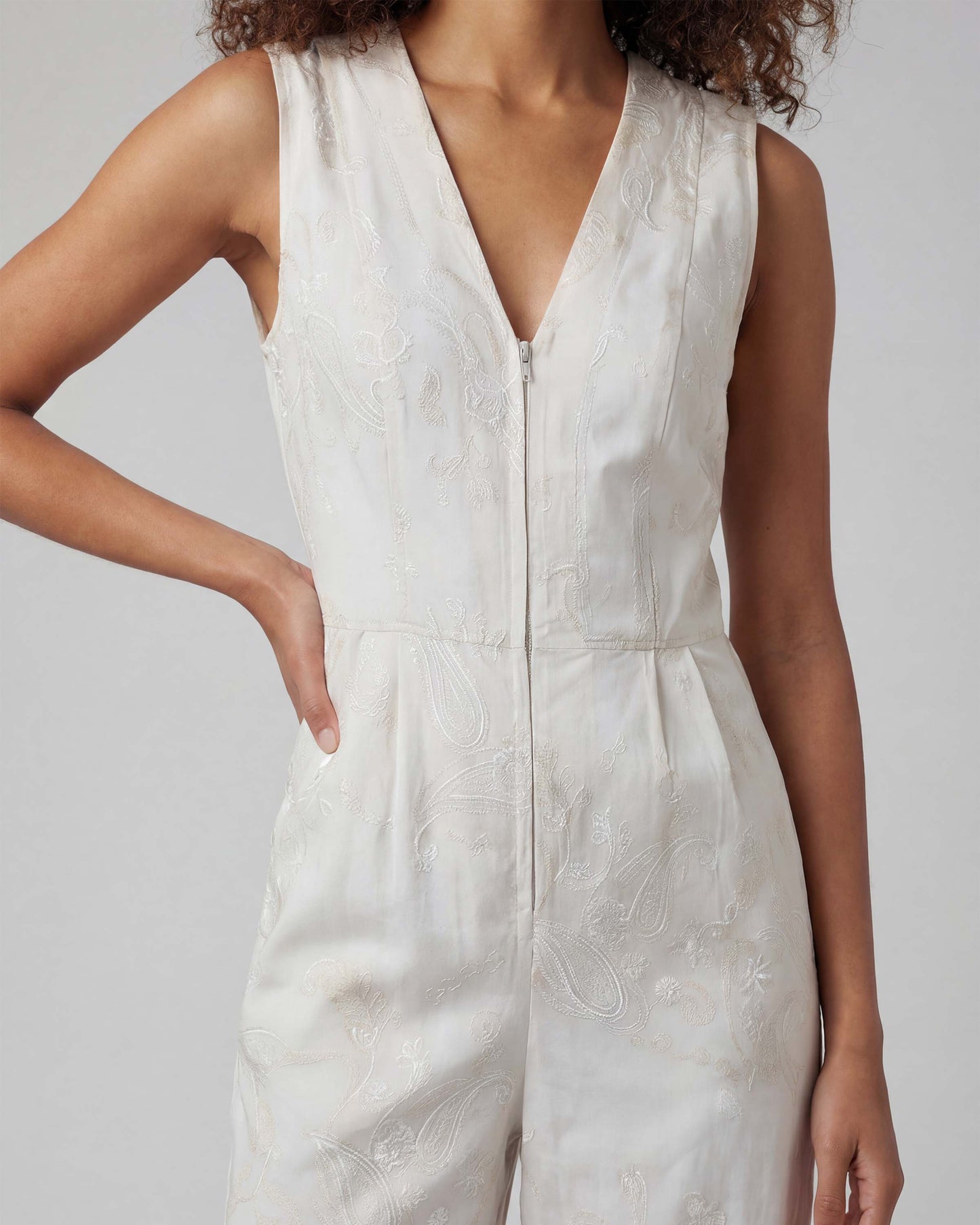 JENNY PAISLEY EXPLOSION IVORY WOMENS TAILORED JUMPSUIT