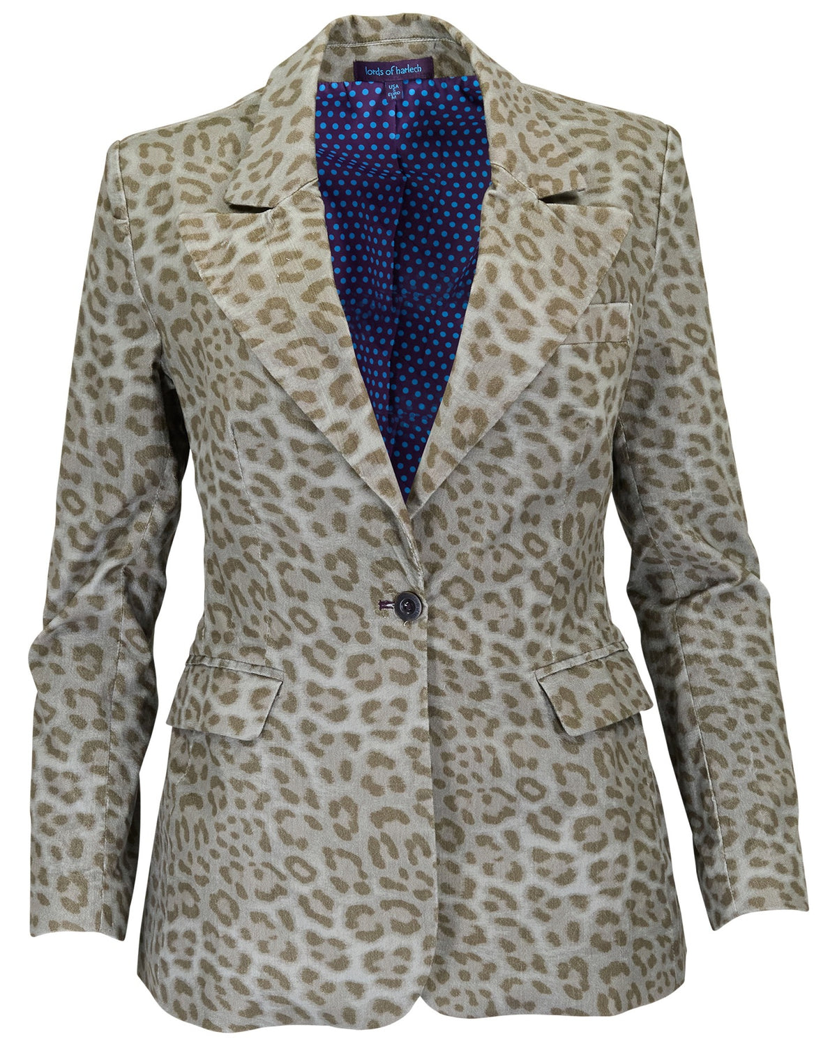JOLENE LEOPARD SAGE WOMEN'S VELVET TAILORED JACKET