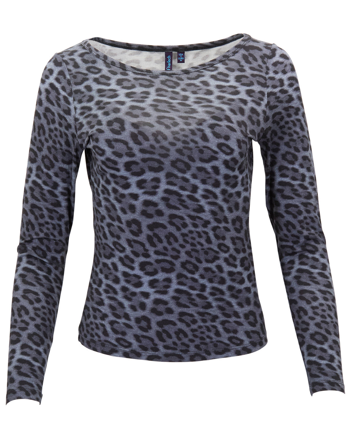 CARLY LEOPARD SMOKE WOMEN'S MERINO LONG-SLEEVE CREW-NECK TOP