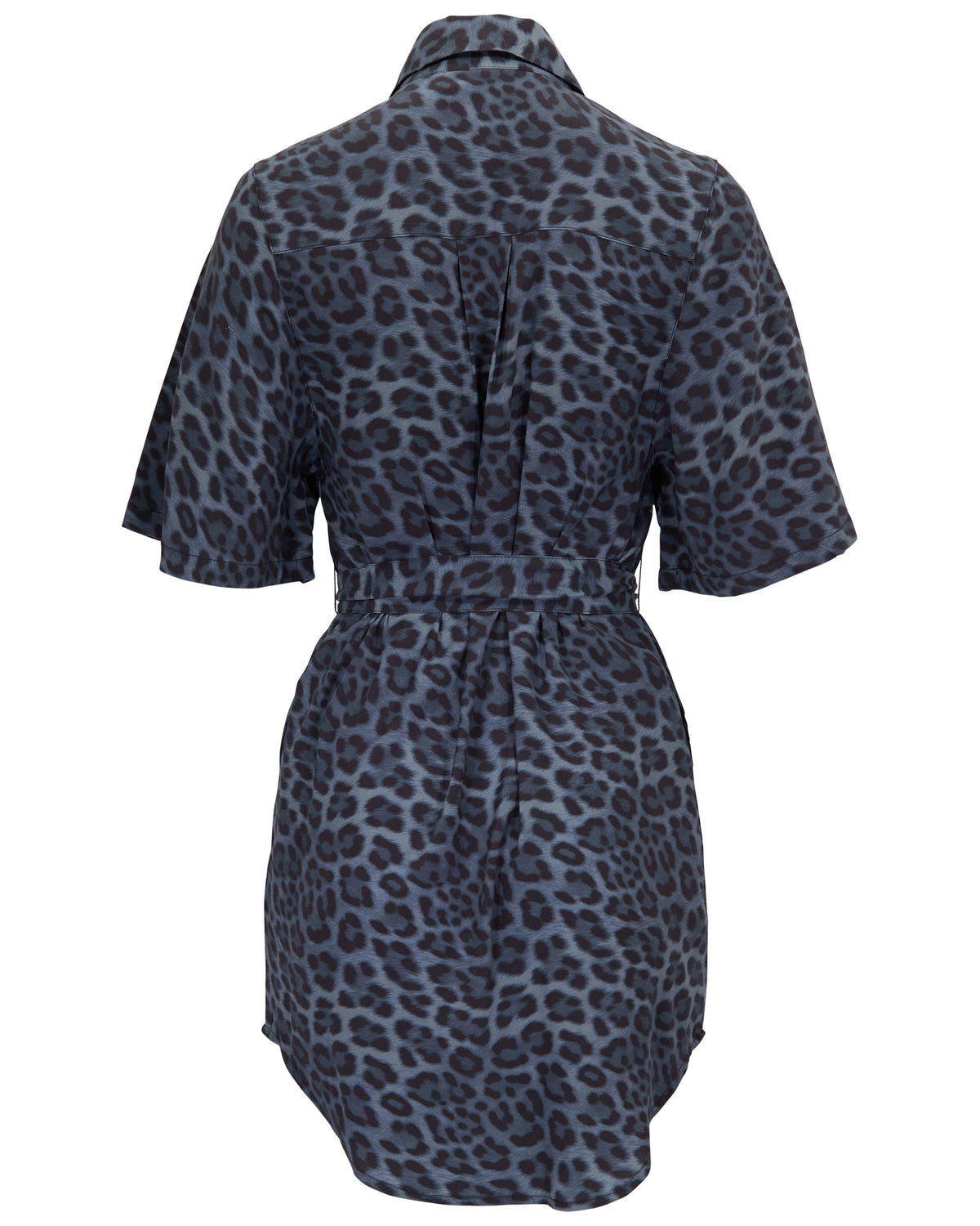 SERENA LEOPARD SMOKE WOMEN'S STRETCH SILK SHIRT DRESS