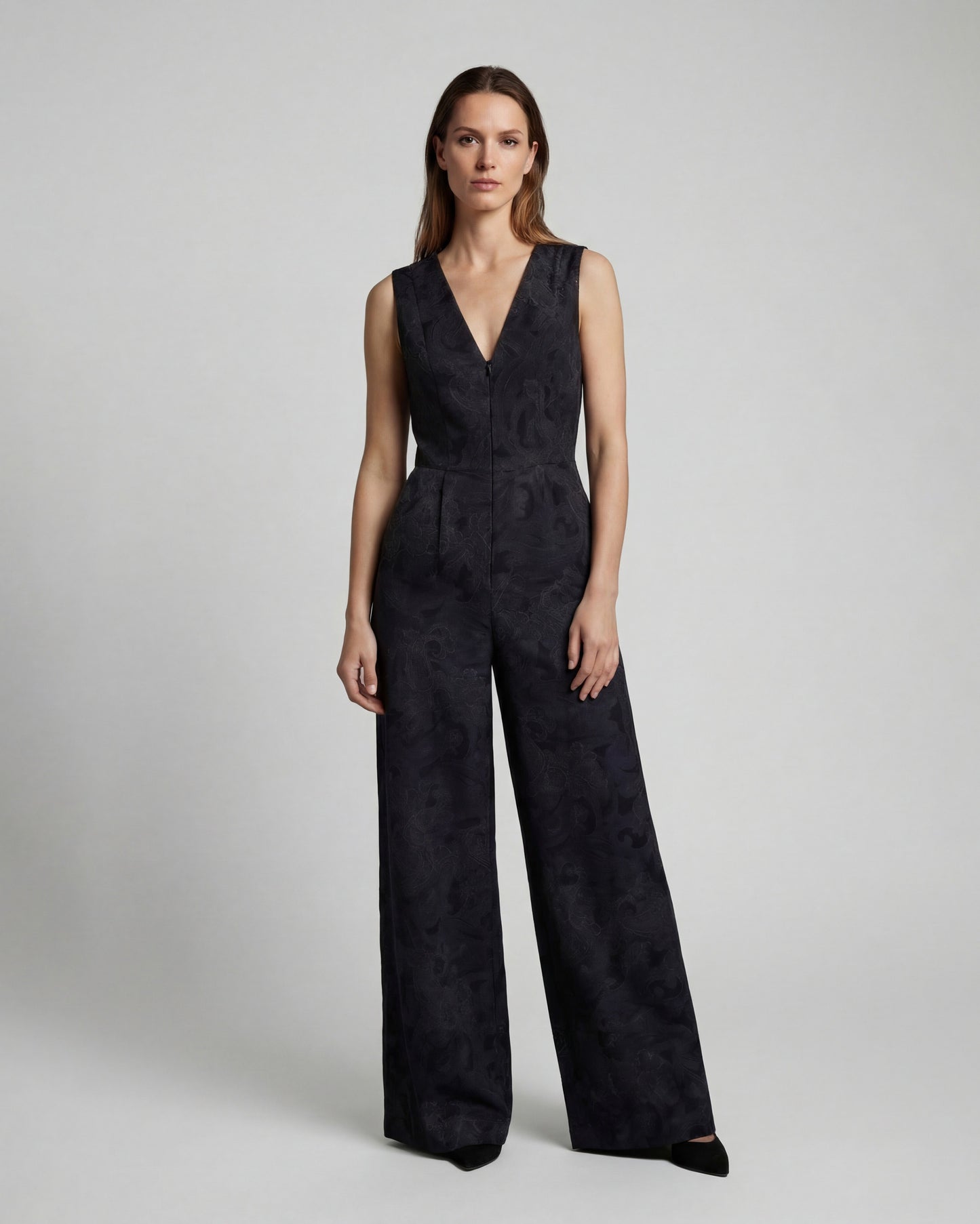 JENNY PAISLEY EXPLOSION BLACK WOMENS TAILORED JUMPSUIT