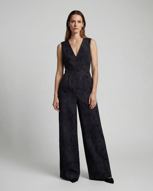 JENNY PAISLEY EXPLOSION BLACK WOMENS TAILORED JUMPSUIT