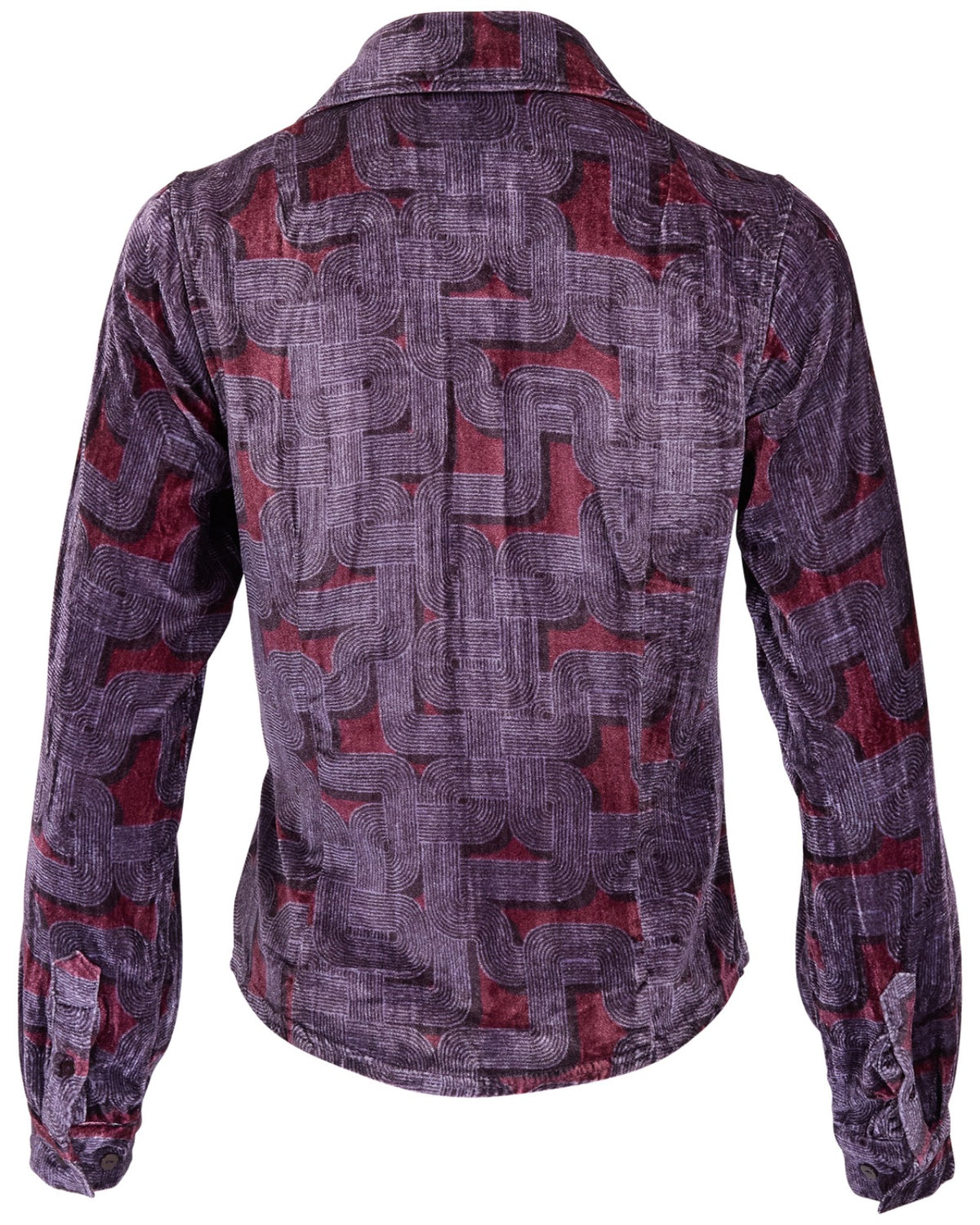 SYLVIA BLONS GEO PORT WOMEN'S VELVET LONG-SLEEVE SHIRT