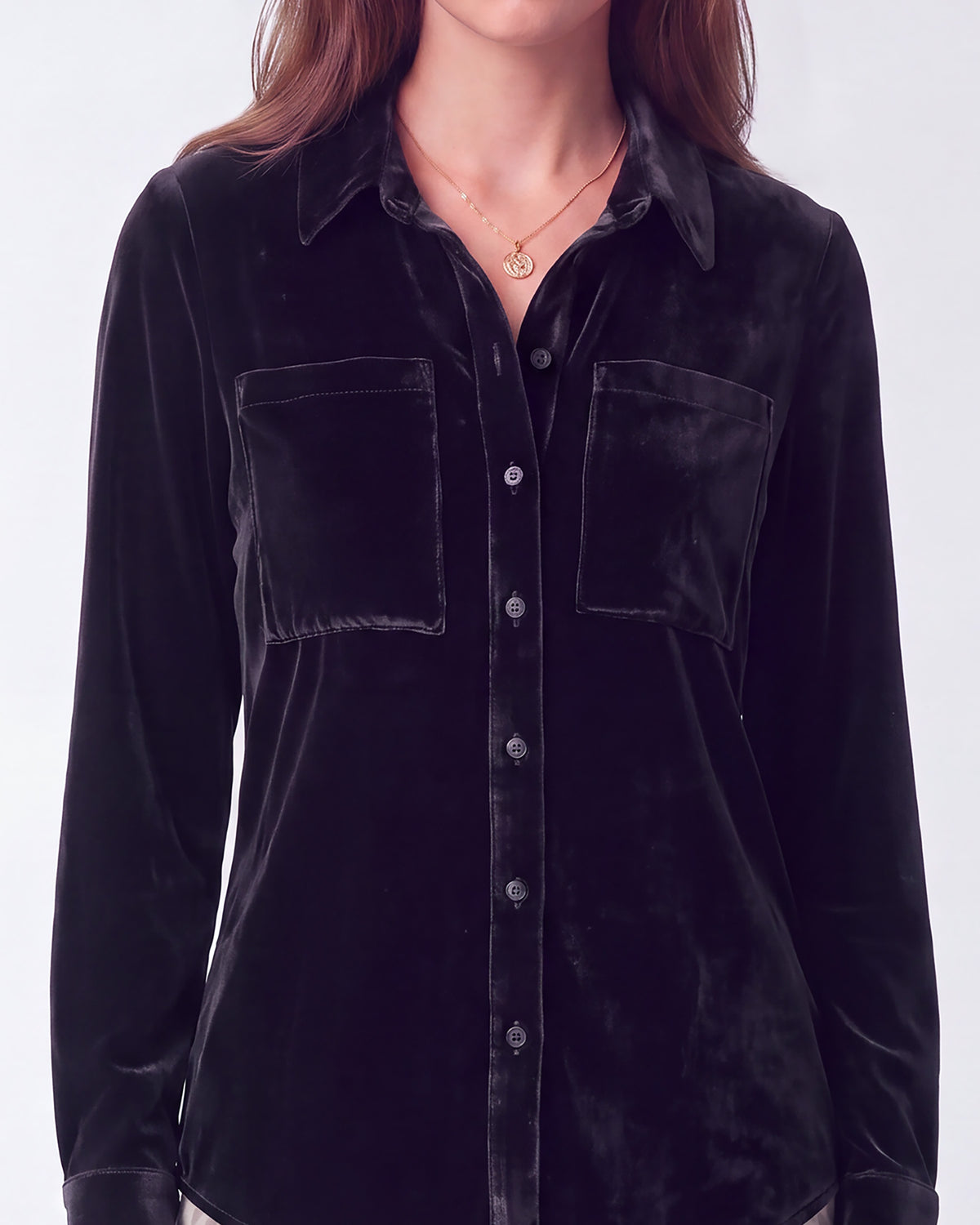 SYLVIA VELVET SHIRT - NAVY