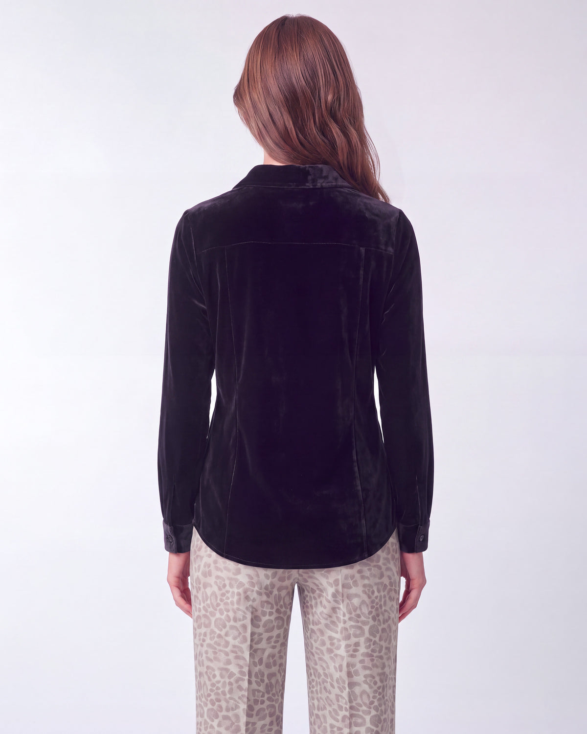 SYLVIA VELVET SHIRT - NAVY