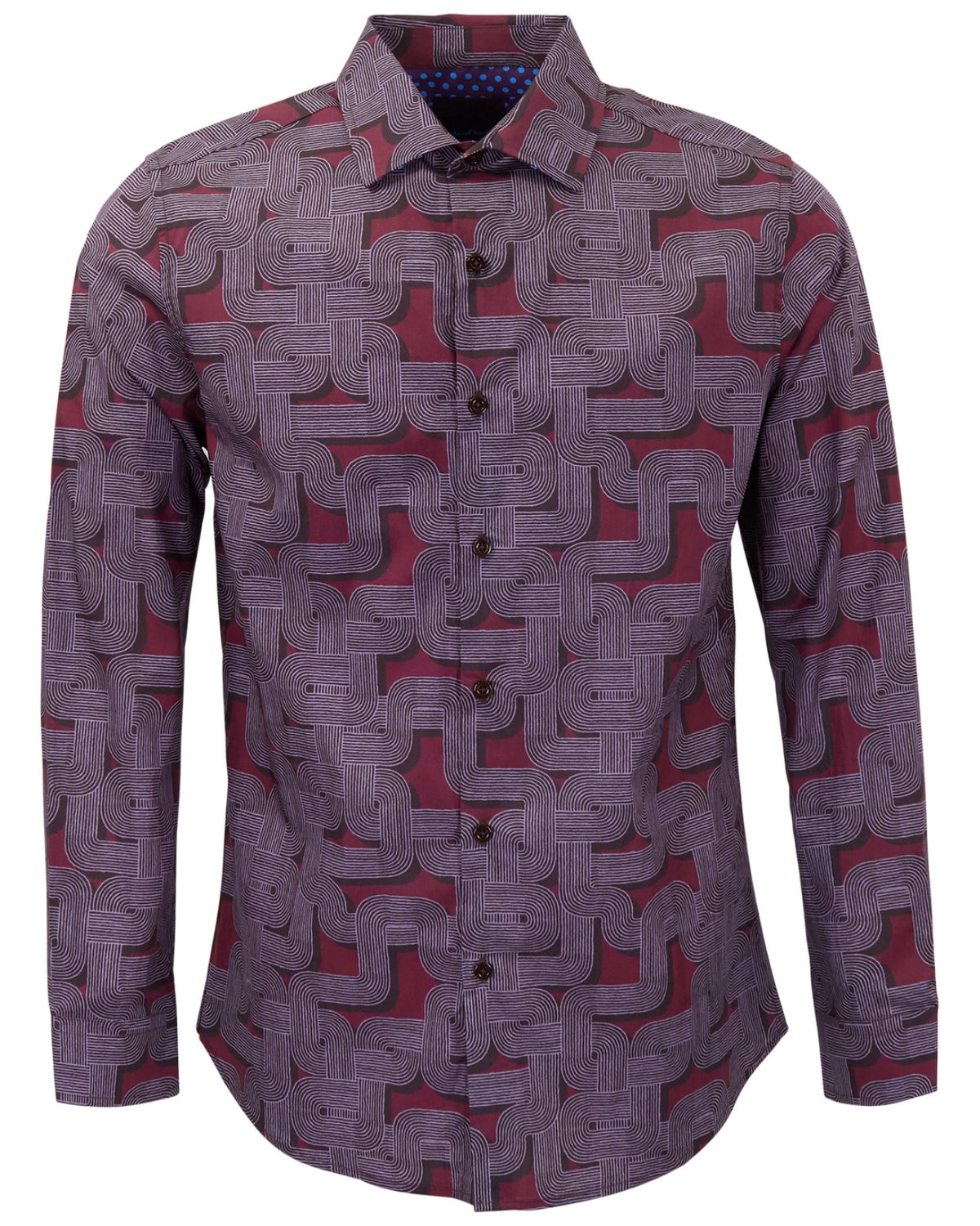 NORMAN BLONS GEO PORT MEN'S PRINTED COTTON LONG-SLEEVE SHIRT