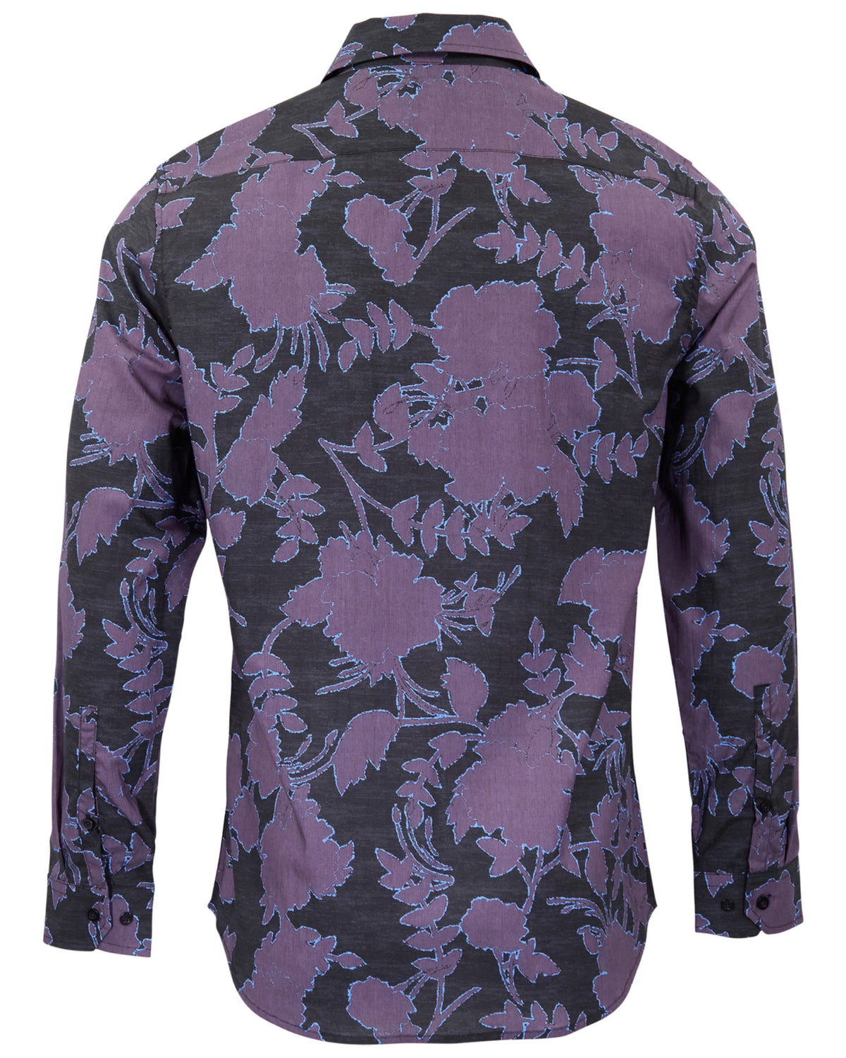 NORMAN GAAL FLORAL GRAPE MEN'S PRINTED COTTON LONG-SLEEVE SHIRT