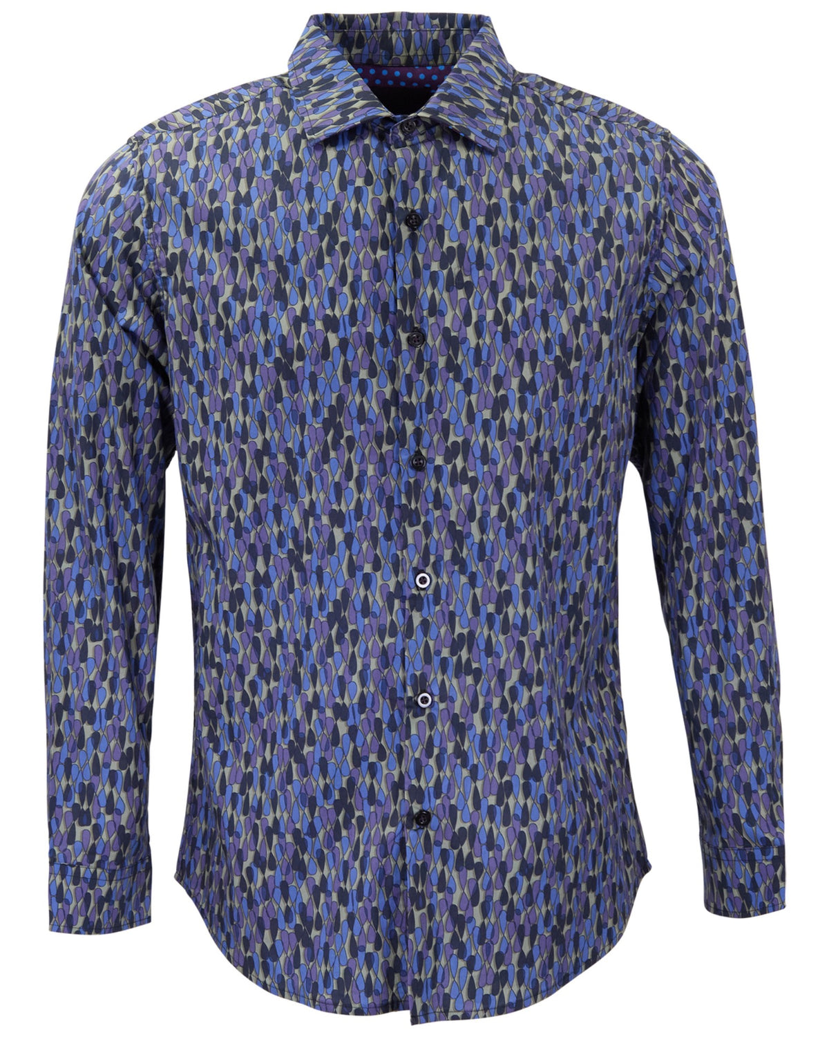 NORMAN SLALOM NAVY MEN'S PRINTED COTTON LONG-SLEEVE SHIRT