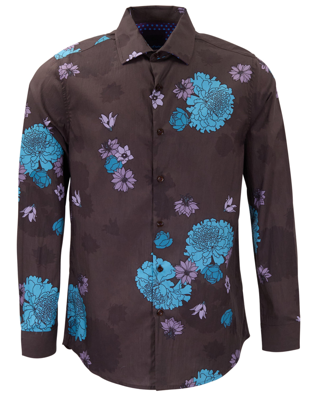 NORMAN WINTER FLOWERS BROWNIE MEN'S PRINTED COTTON LONG-SLEEVE SHIRT