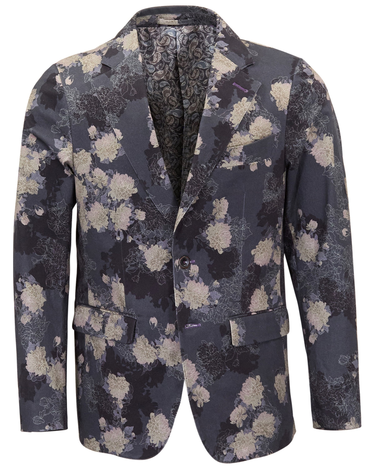ADRIAN LANS FLORAL BLACK MEN'S STRETCH COTTON BLAZER
