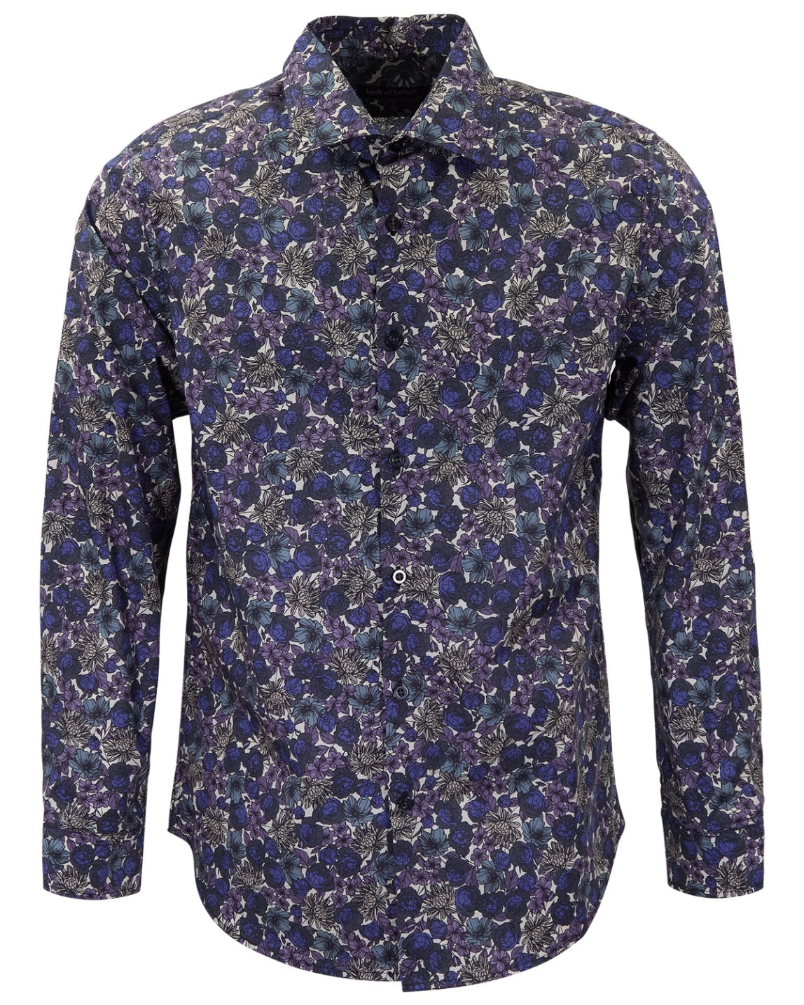 NIGEL TERNBERG FLORAL BLACK MEN'S PRINTED COTTON LONG-SLEEVE SHIRT