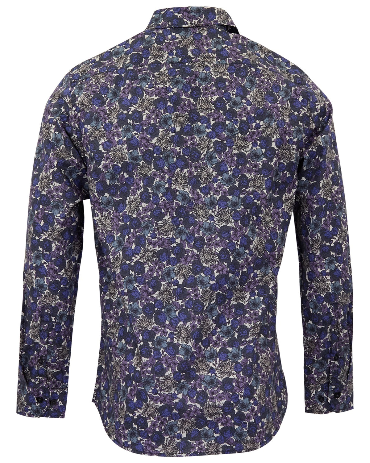 NIGEL TERNBERG FLORAL BLACK MEN'S PRINTED COTTON LONG-SLEEVE SHIRT