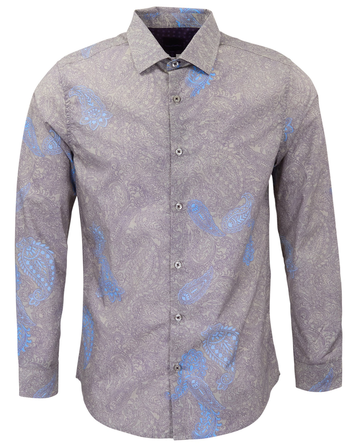 NICOLI ALPES PAISLEY CEMENT MEN'S PRINTED COTTON LONG-SLEEVE SHIRT