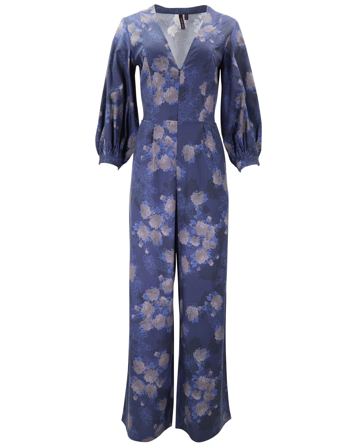 JILL LANS FLORAL NAVY WOMEN'S STRETCH TENCEL JUMPSUIT