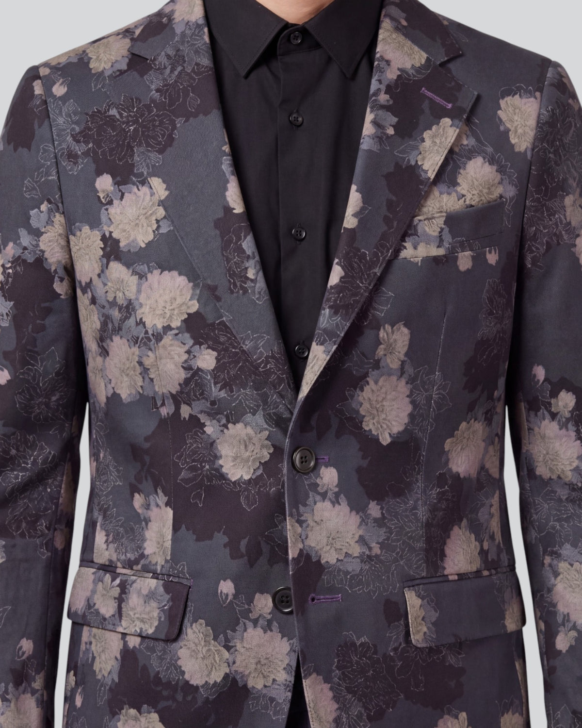 ADRIAN LANS FLORAL BLACK MEN'S STRETCH COTTON BLAZER