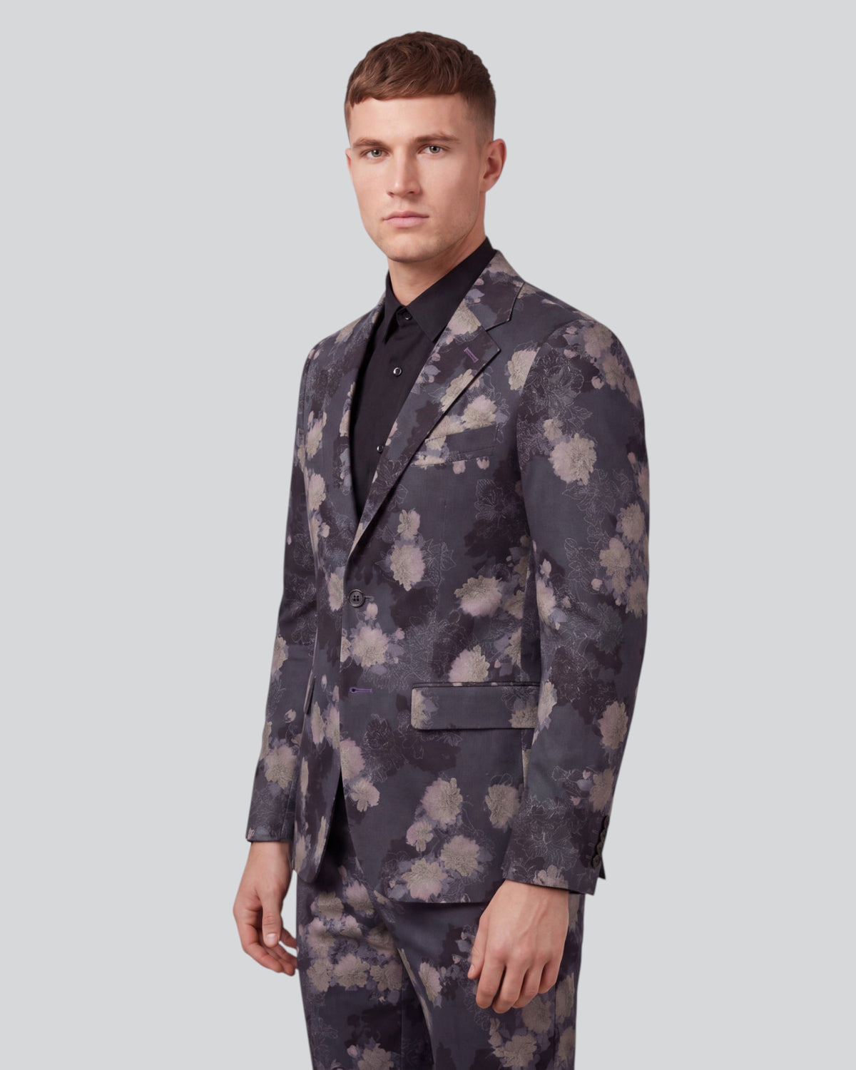 ADRIAN LANS FLORAL BLACK MEN'S STRETCH COTTON BLAZER