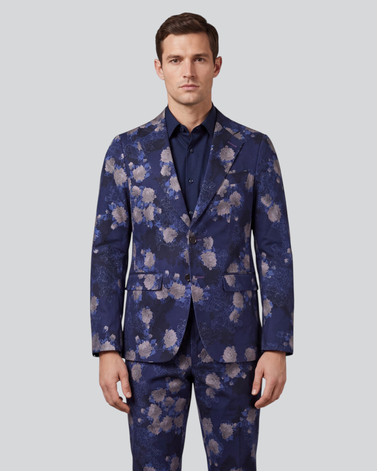 ADRIAN LANS FLORAL NAVY MEN'S STRETCH COTTON BLAZER