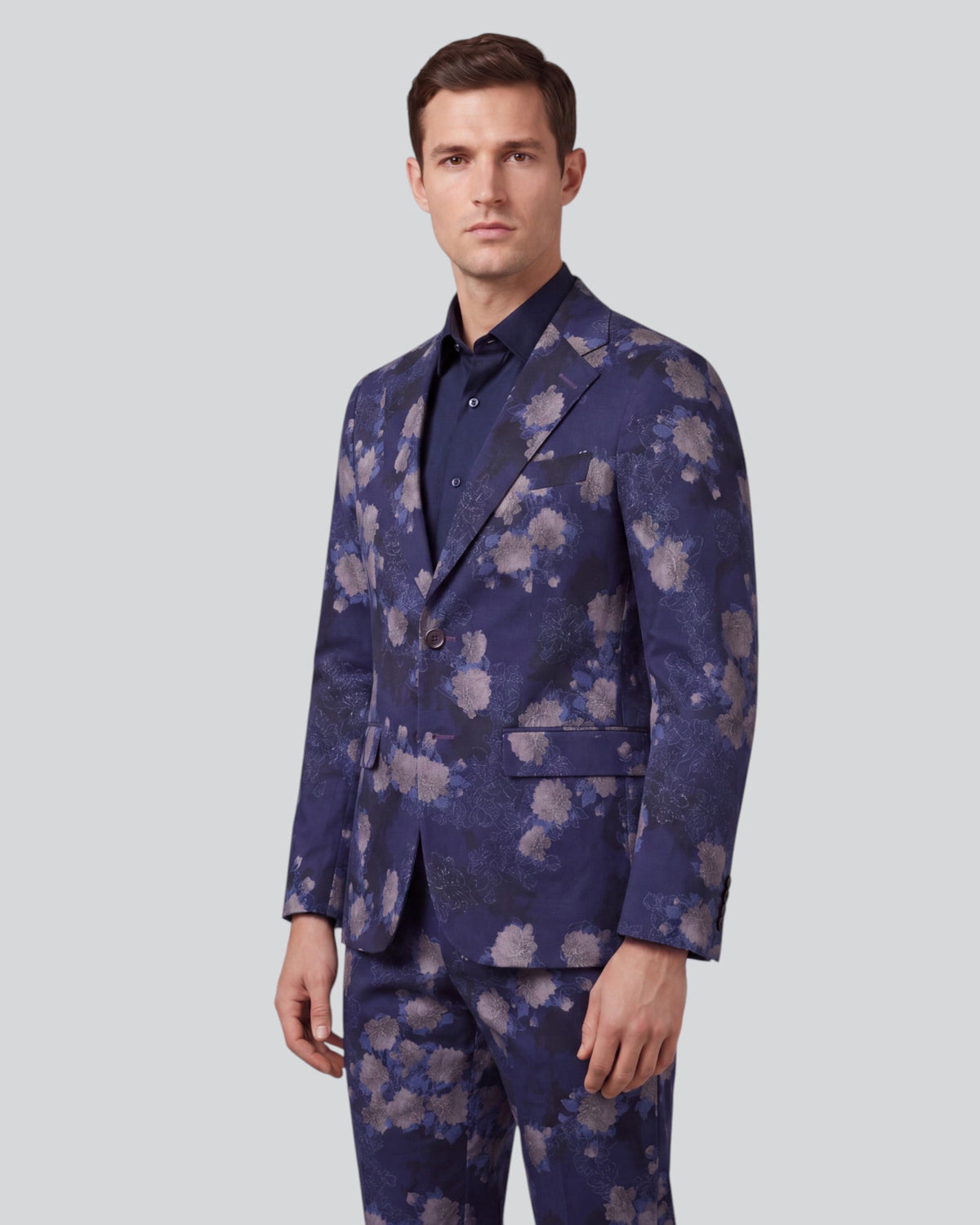 ADRIAN LANS FLORAL NAVY MEN'S STRETCH COTTON BLAZER