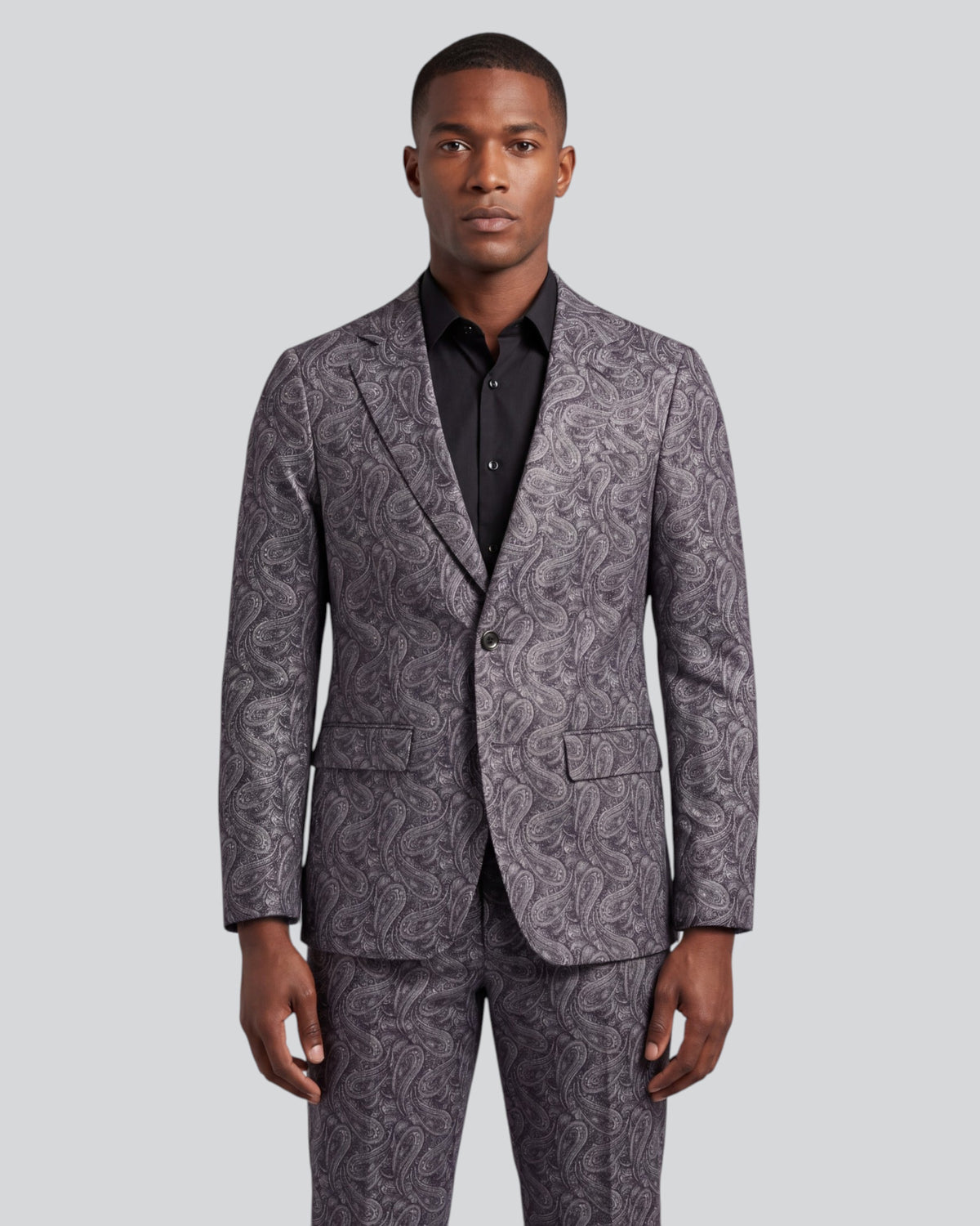 ADRIAN MAURICE PAISLEY SMOKE MEN'S STRETCH COTTON BLAZER
