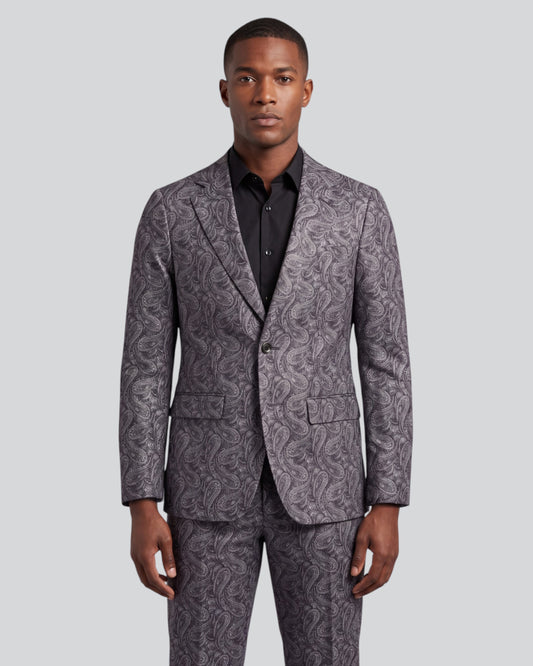 ADRIAN MAURICE PAISLEY SMOKE MEN'S STRETCH COTTON BLAZER