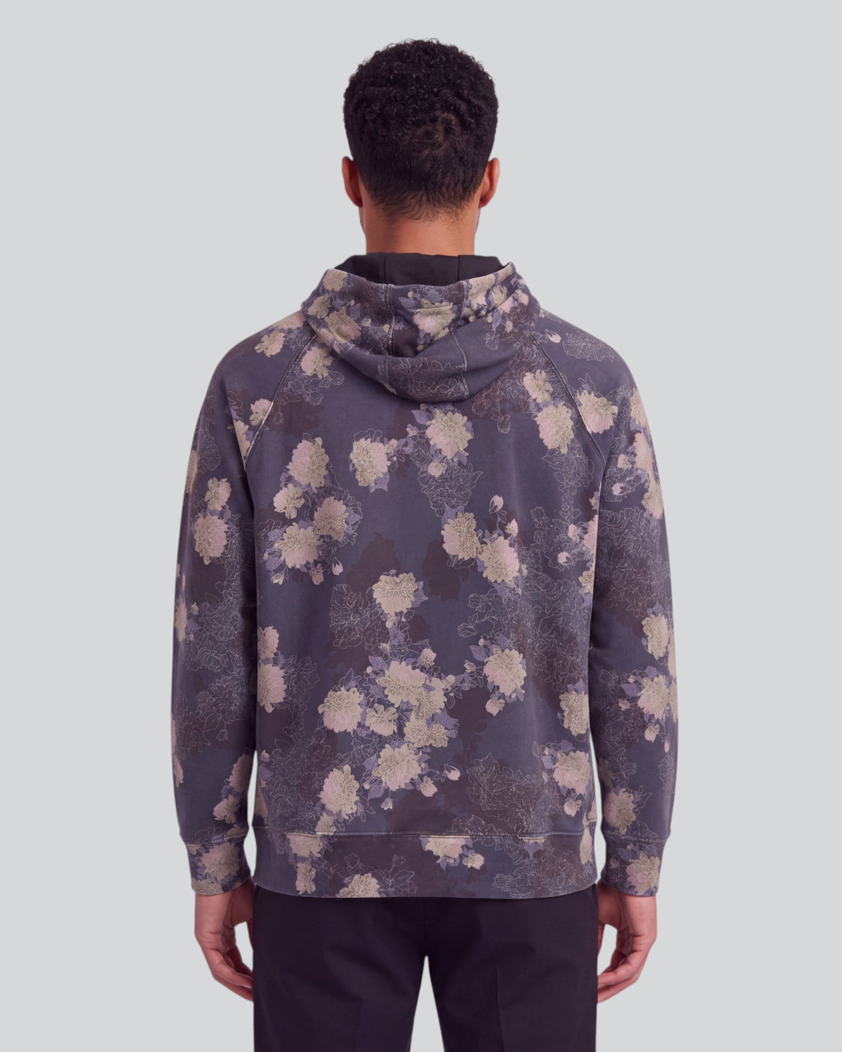 HANK LANS FLORAL BLACK MEN'S PRINTED KNIT HOODIE