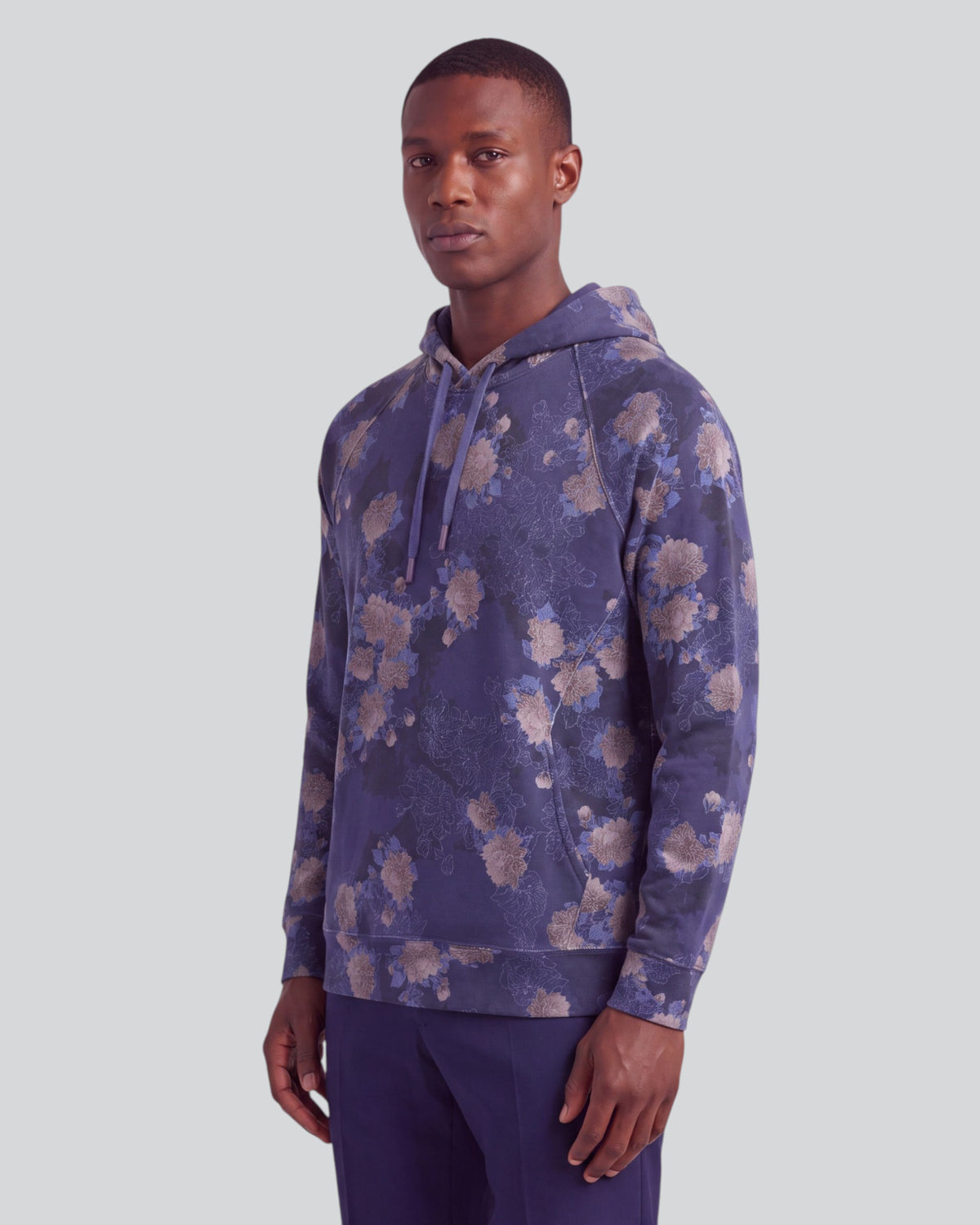 HANK LANS FLORAL NAVY MEN'S PRINTED KNIT HOODIE