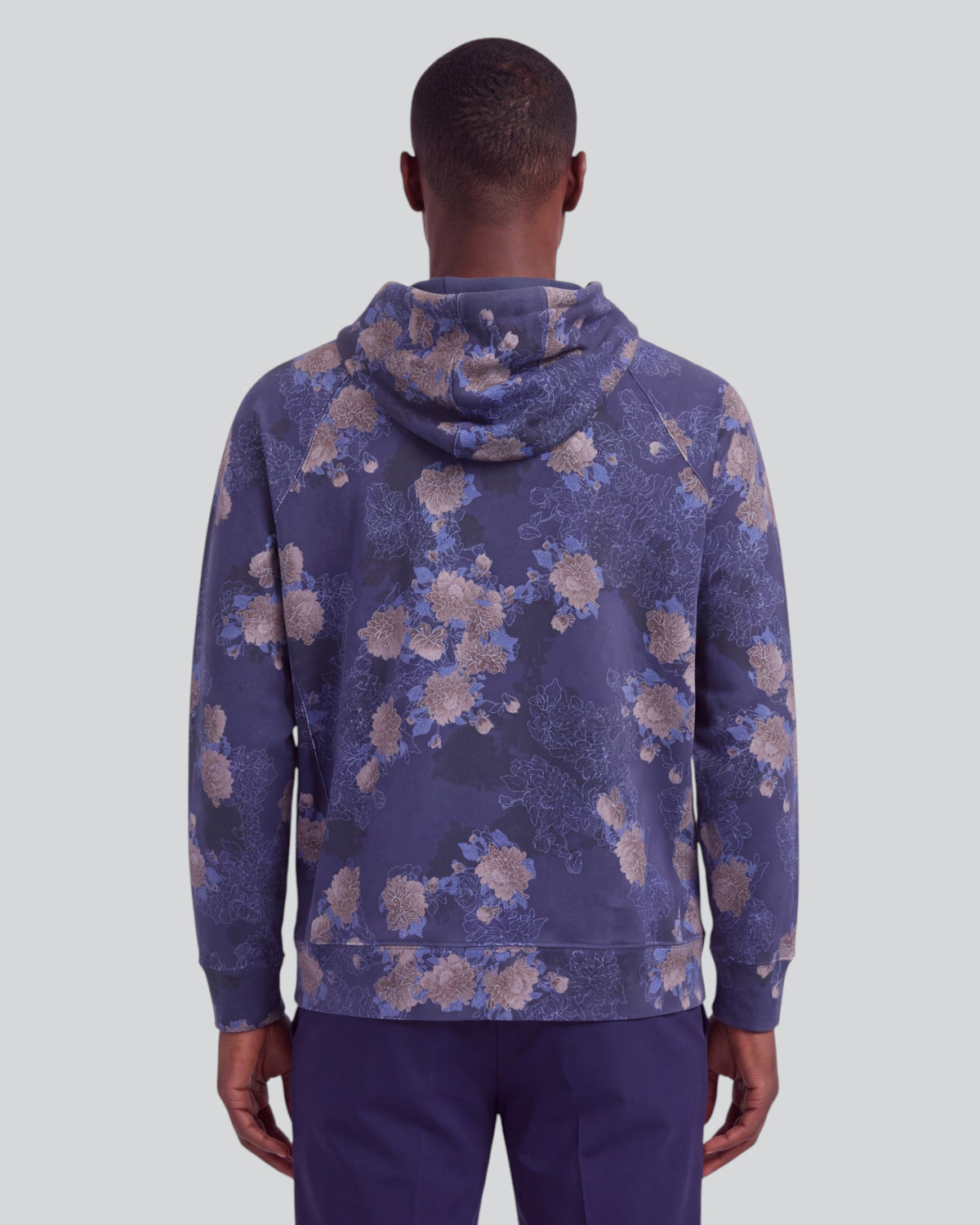 HANK LANS FLORAL NAVY MEN'S PRINTED KNIT HOODIE