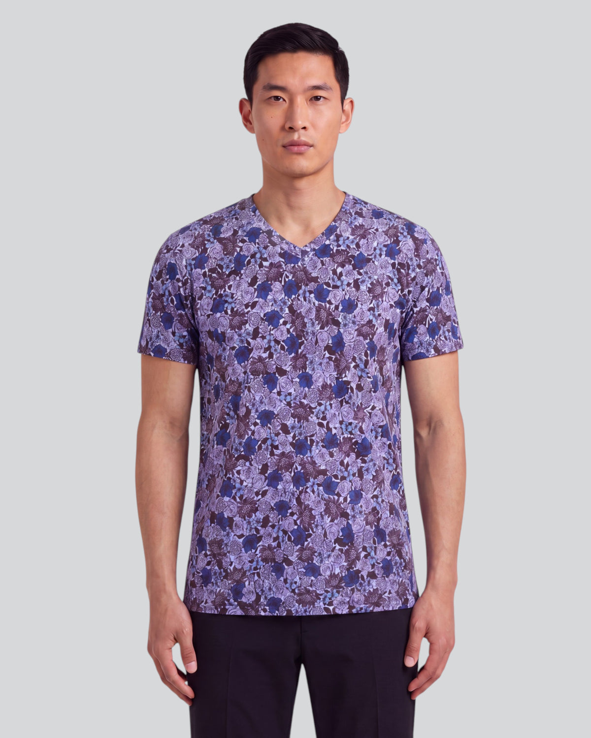 MAZE TERNBERG FLORAL BROWNIE MEN'S STRETCH COTTON V-NECK TEE