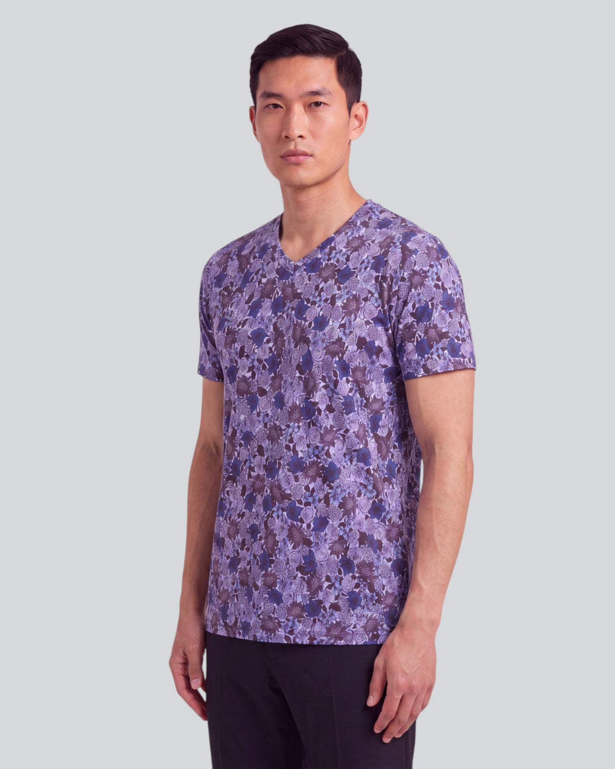 MAZE TERNBERG FLORAL BROWNIE MEN'S STRETCH COTTON V-NECK TEE