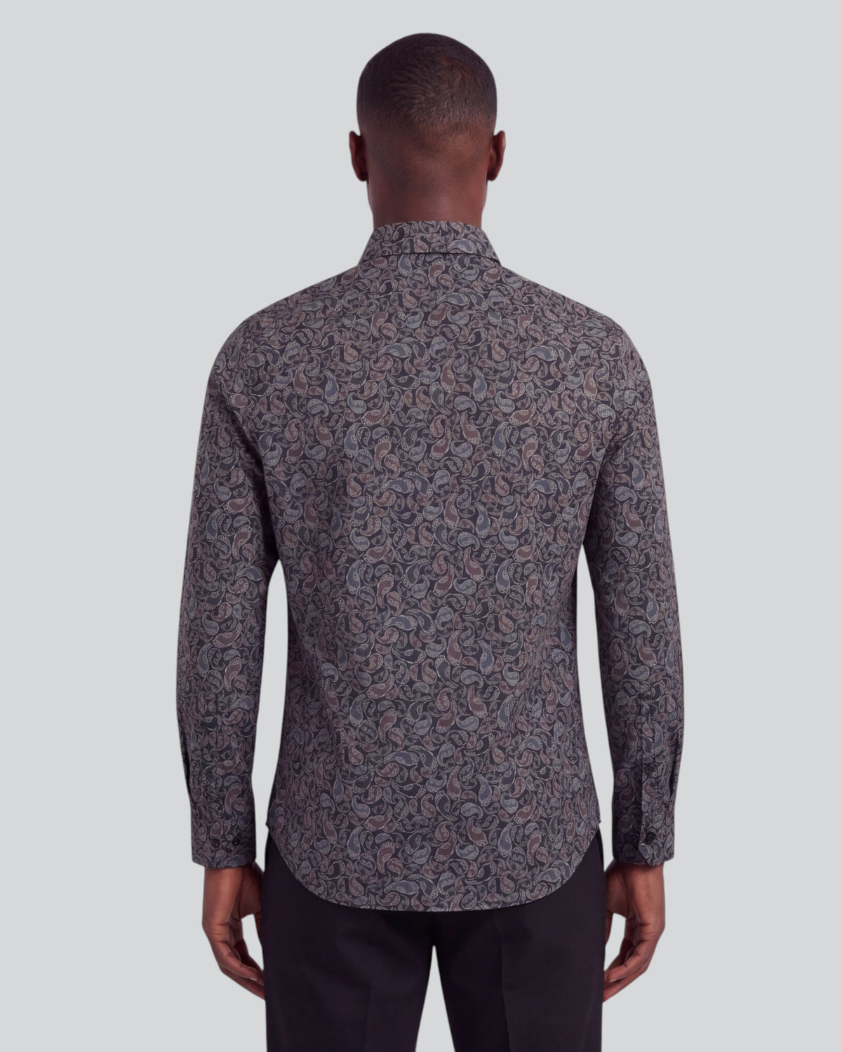 MORRIS INKED PAISLEY SMOKE MEN'S PRINTED COTTON BUTTON-DOWN SHIRT