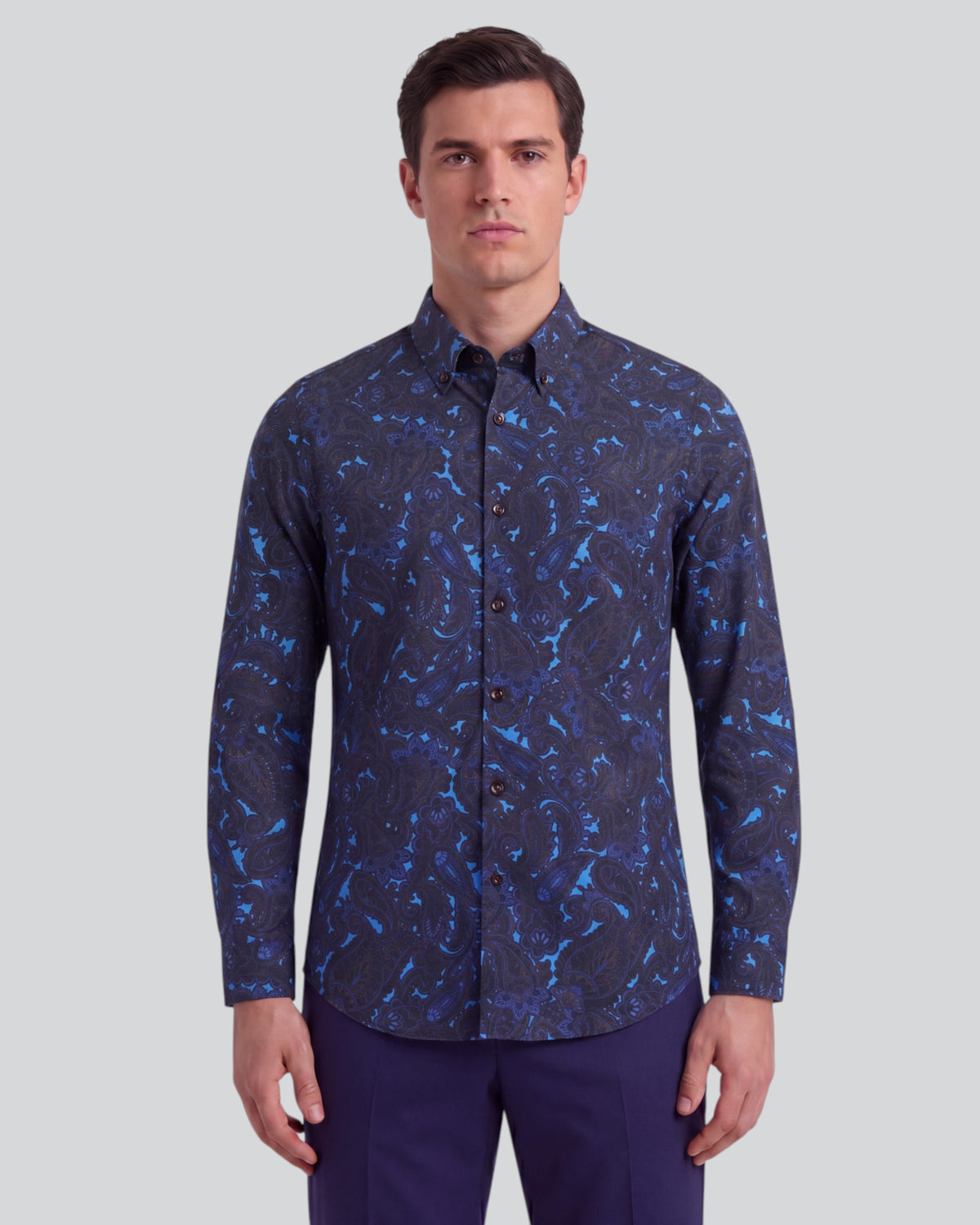 MORRIS LANNACH PAISLEY BROWNIE MEN'S PRINTED COTTON BUTTON-DOWN SHIRT